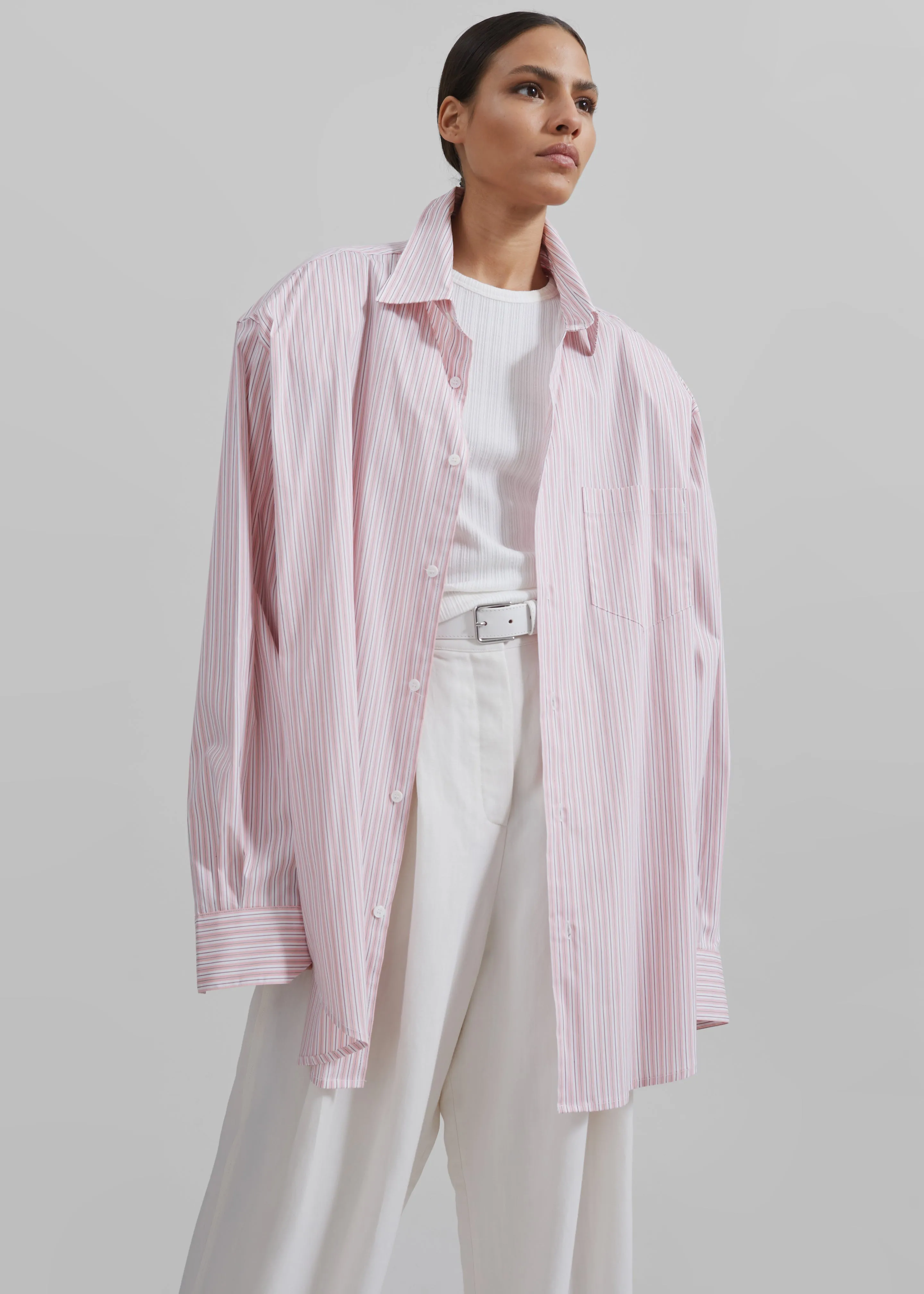 Cyrus Button Up Shirt - Pink/White Stripe sold by Frankie Shop product image thumbnail 4