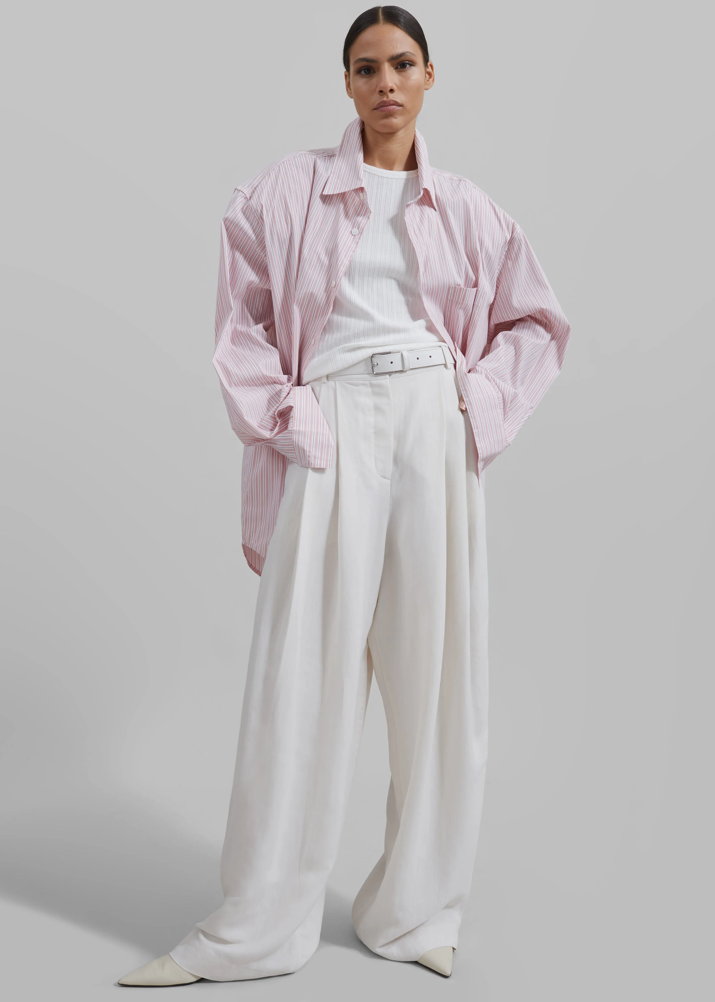 Cyrus Button Up Shirt - Pink/White Stripe sold by Frankie Shop product image thumbnail 5