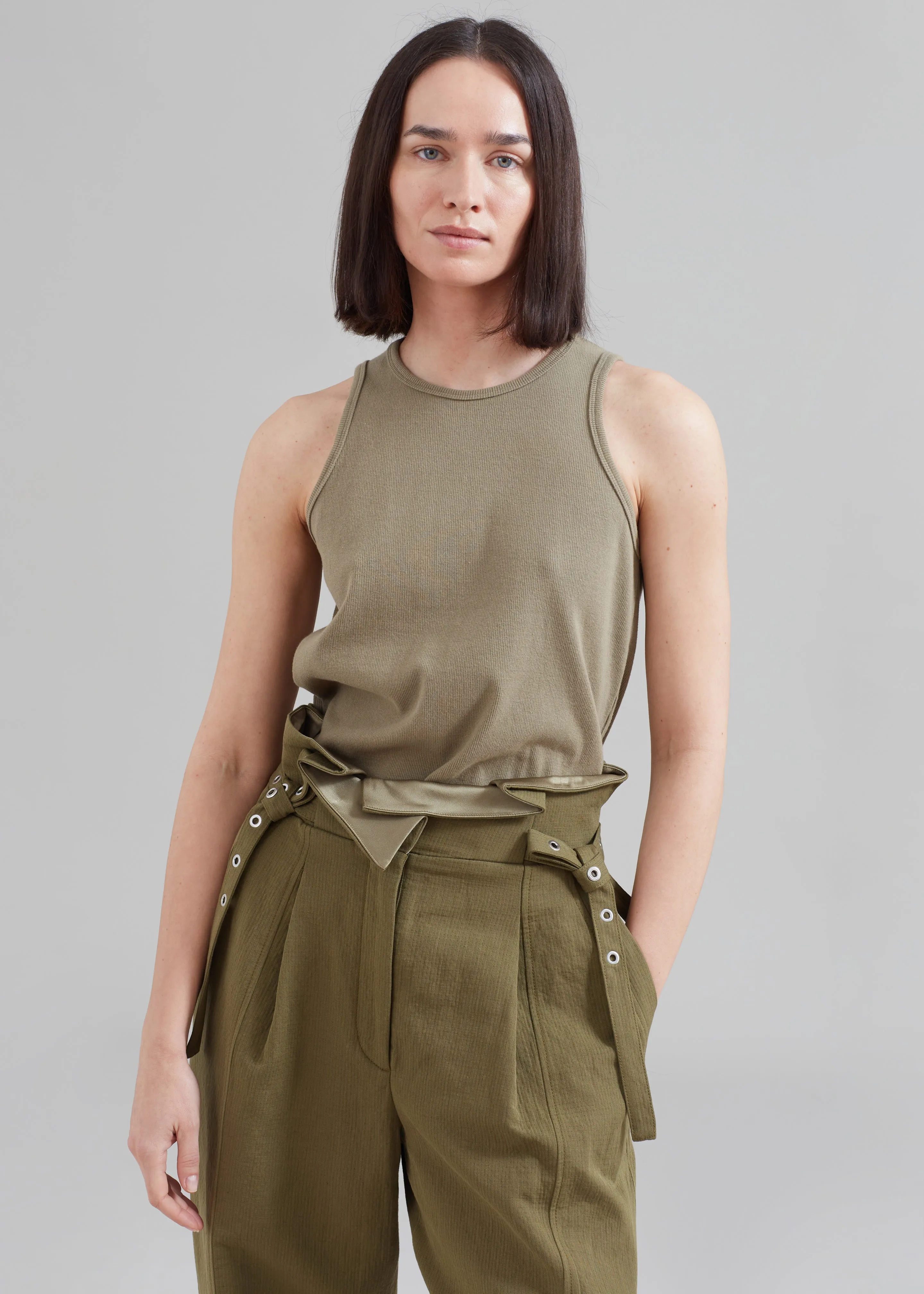 3.1 Phillip Lim Cotton Linen Paperbag Pant - Olive sold by Frankie Shop product image thumbnail 5