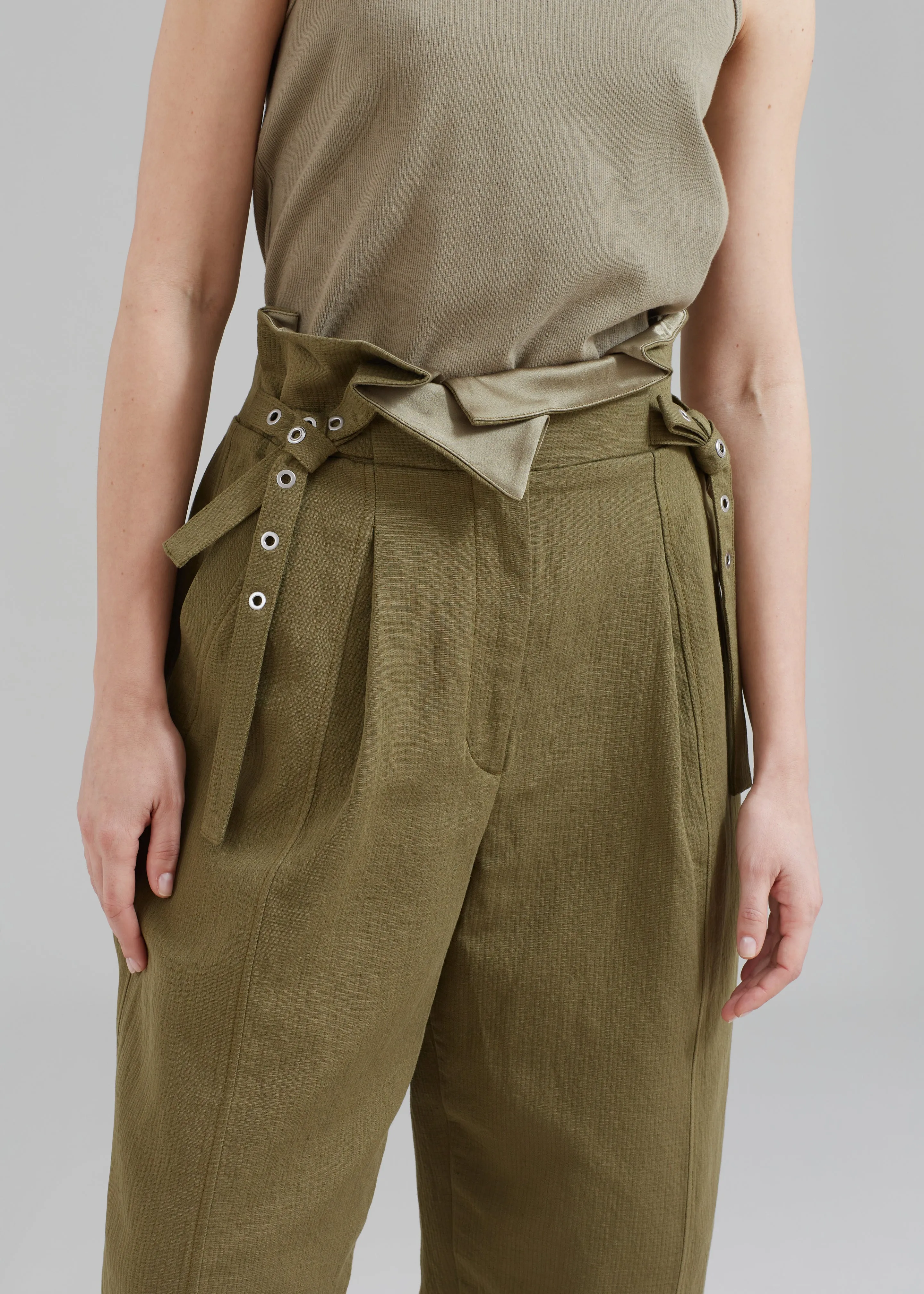 3.1 Phillip Lim Cotton Linen Paperbag Pant - Olive sold by Frankie Shop product image thumbnail 3