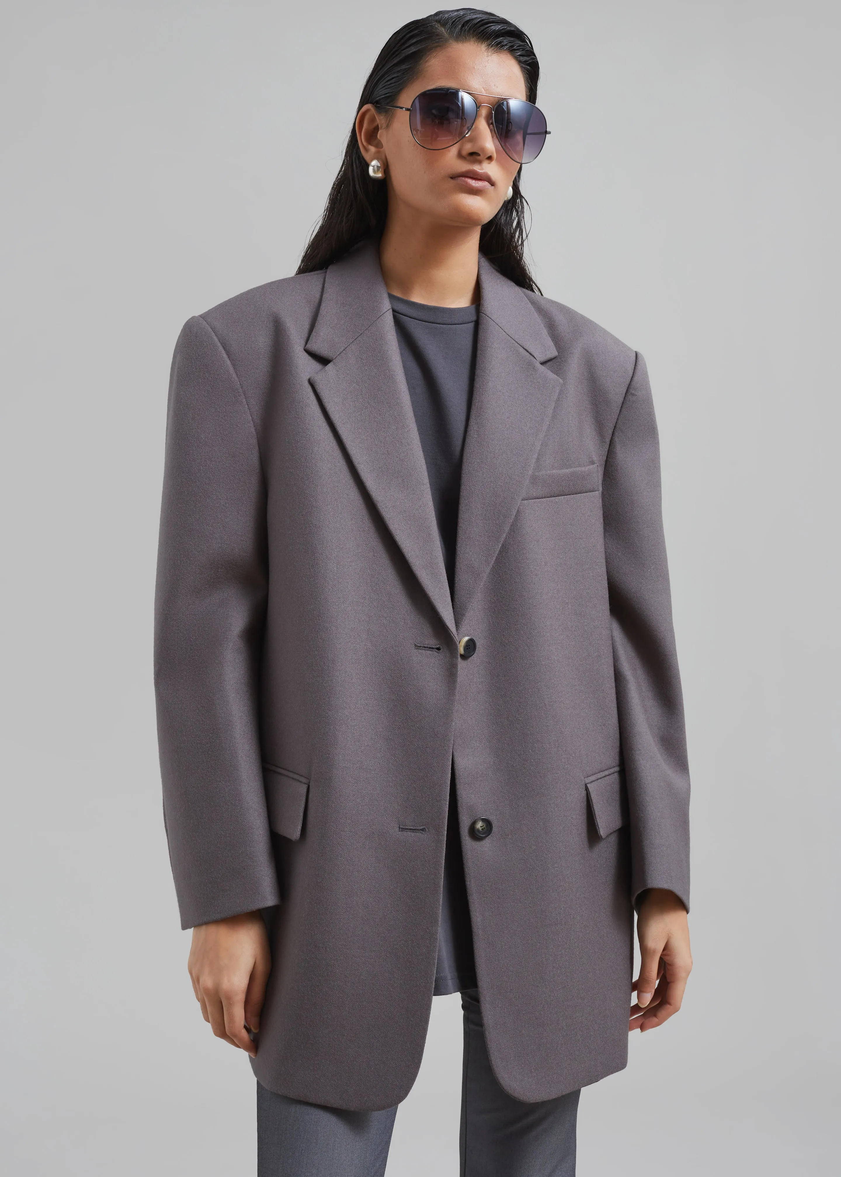 Silas Oversized Wool Blazer - Grey sold by Frankie Shop product image thumbnail 3