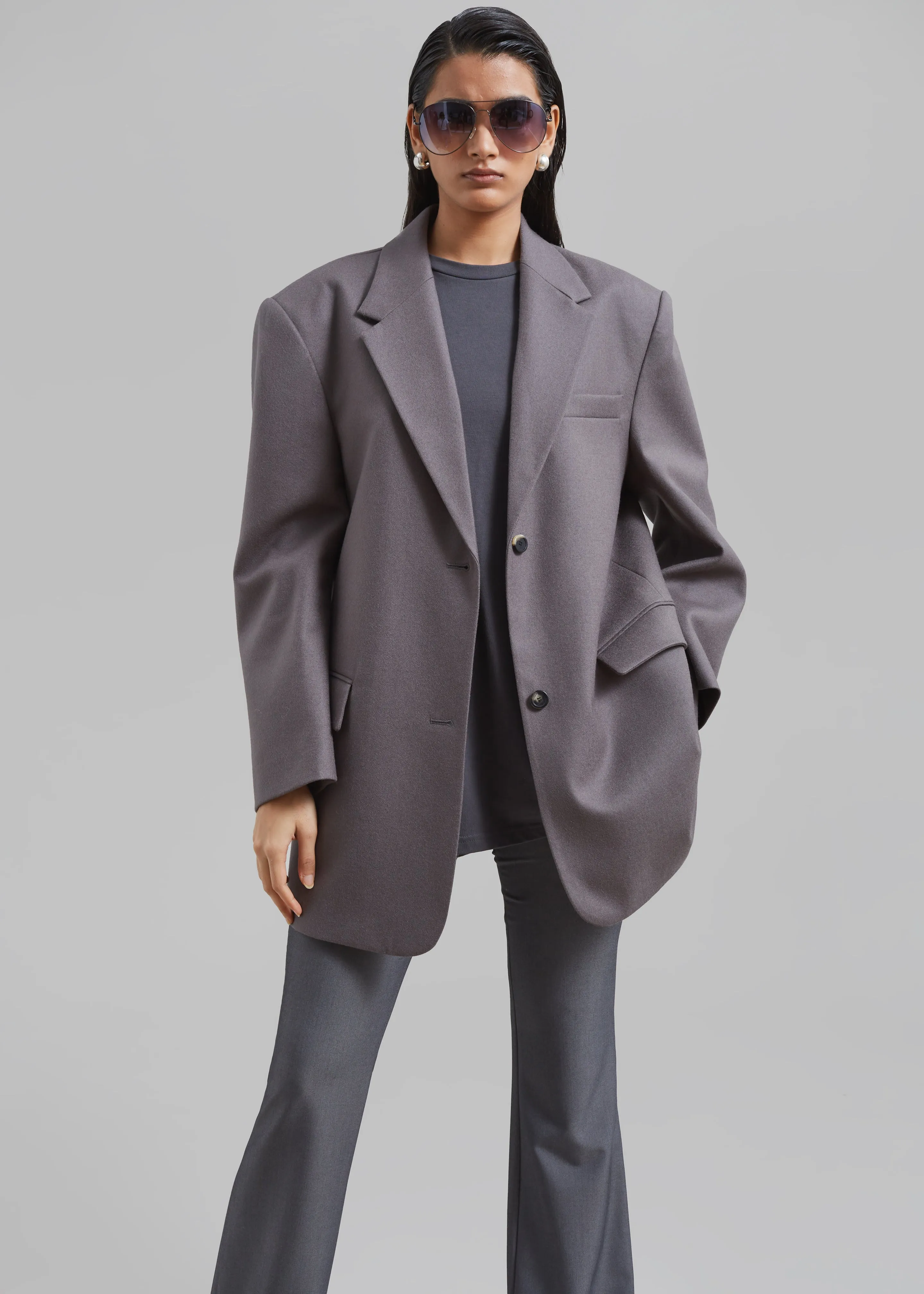 Silas Oversized Wool Blazer - Grey sold by Frankie Shop product image thumbnail 2