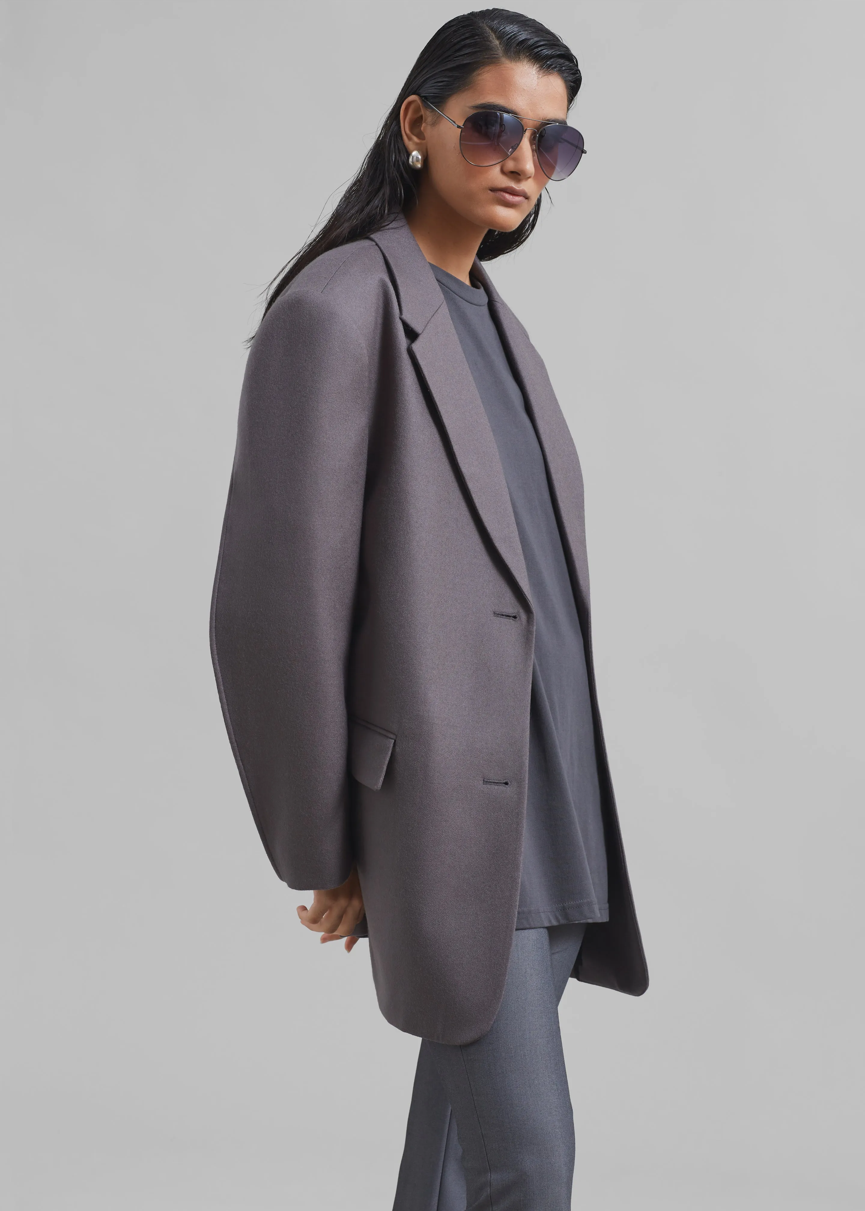 Silas Oversized Wool Blazer - Grey sold by Frankie Shop product image thumbnail 5