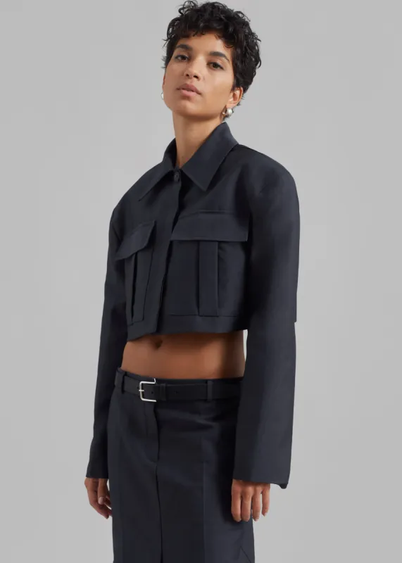 Carley Cropped Jacket - Charcoal sold by Frankie Shop