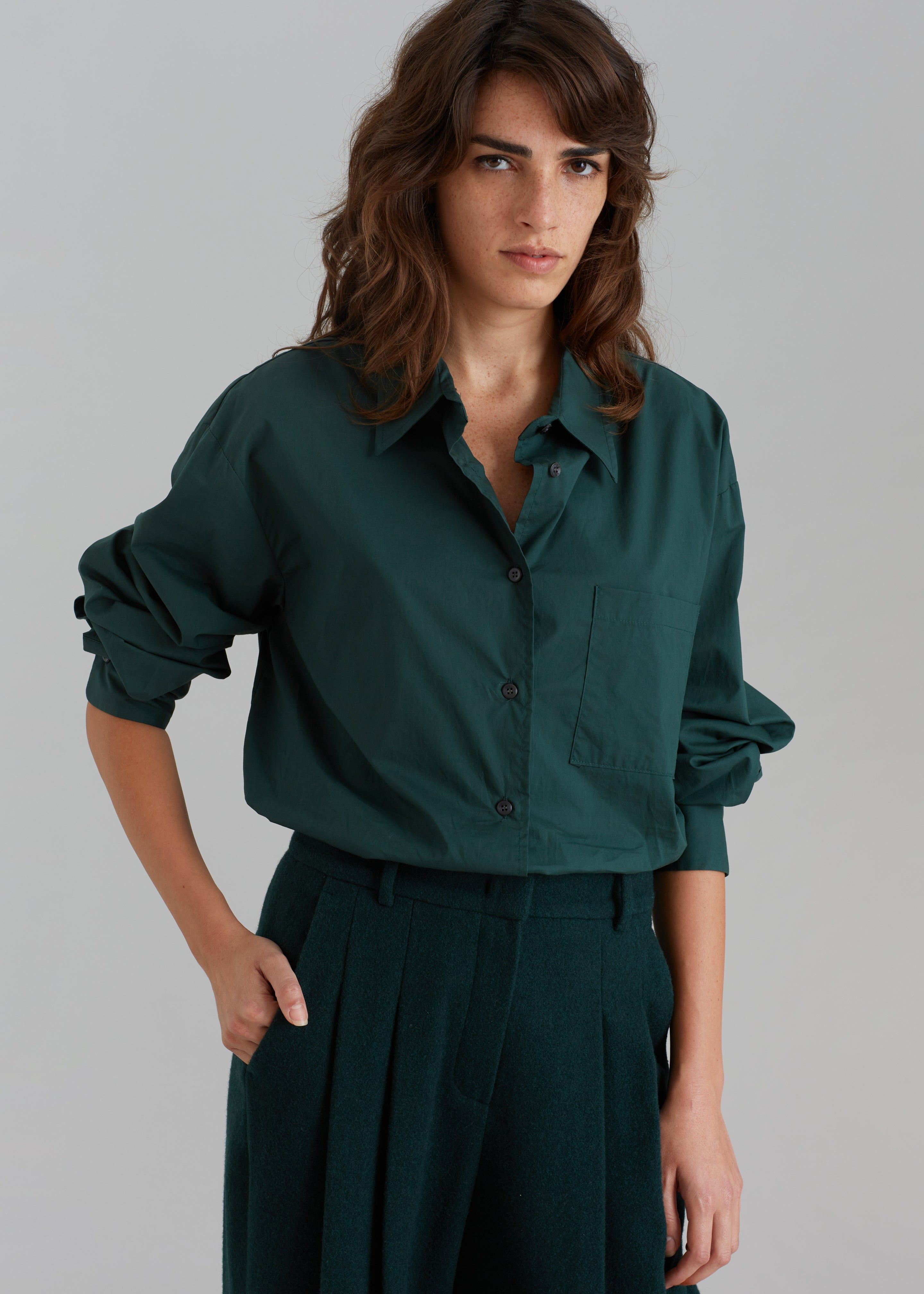 Lui Poplin Shirt - Bottle Green sold by Frankie Shop product image thumbnail 5