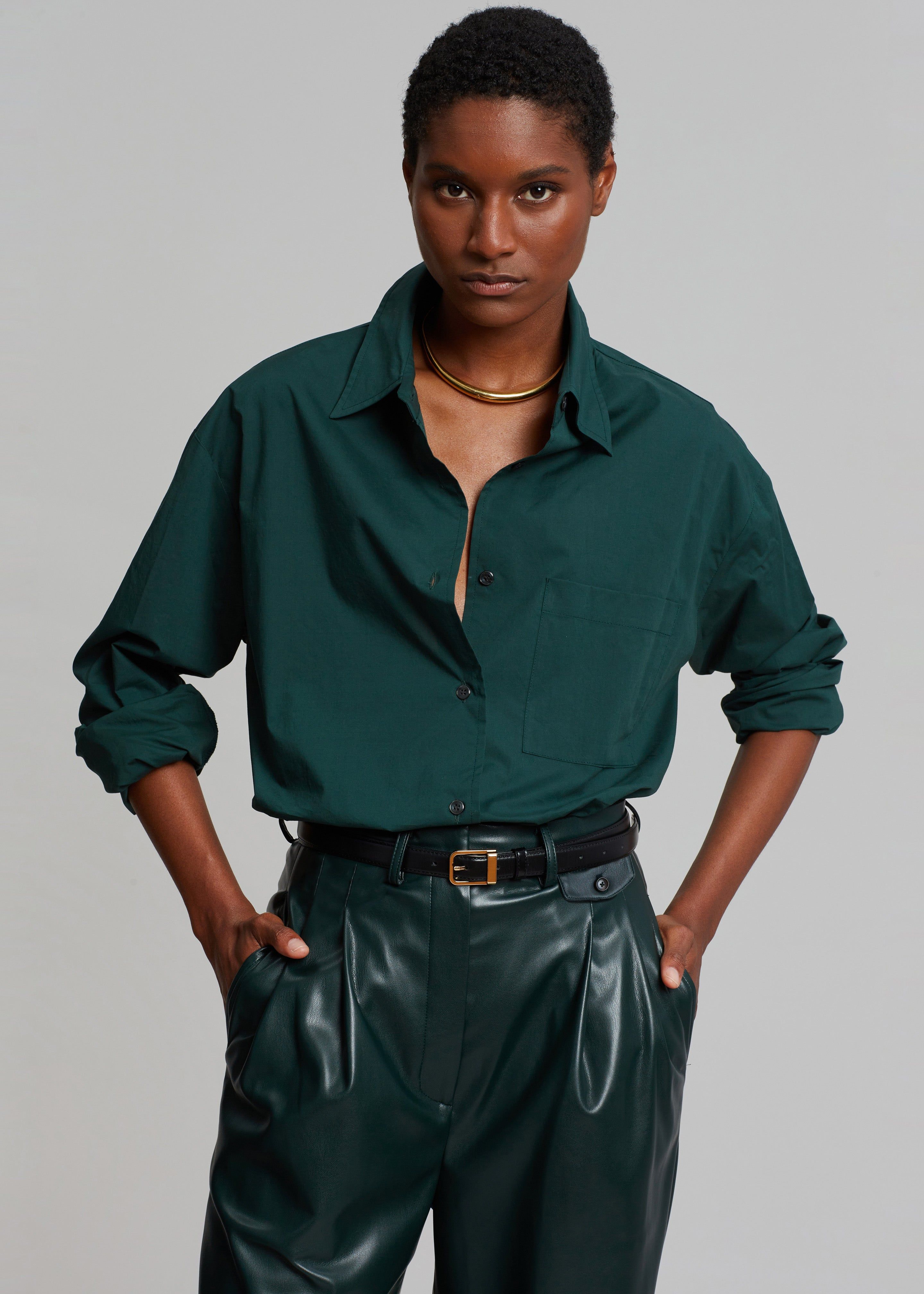 Lui Poplin Shirt - Bottle Green sold by Frankie Shop product image thumbnail 3