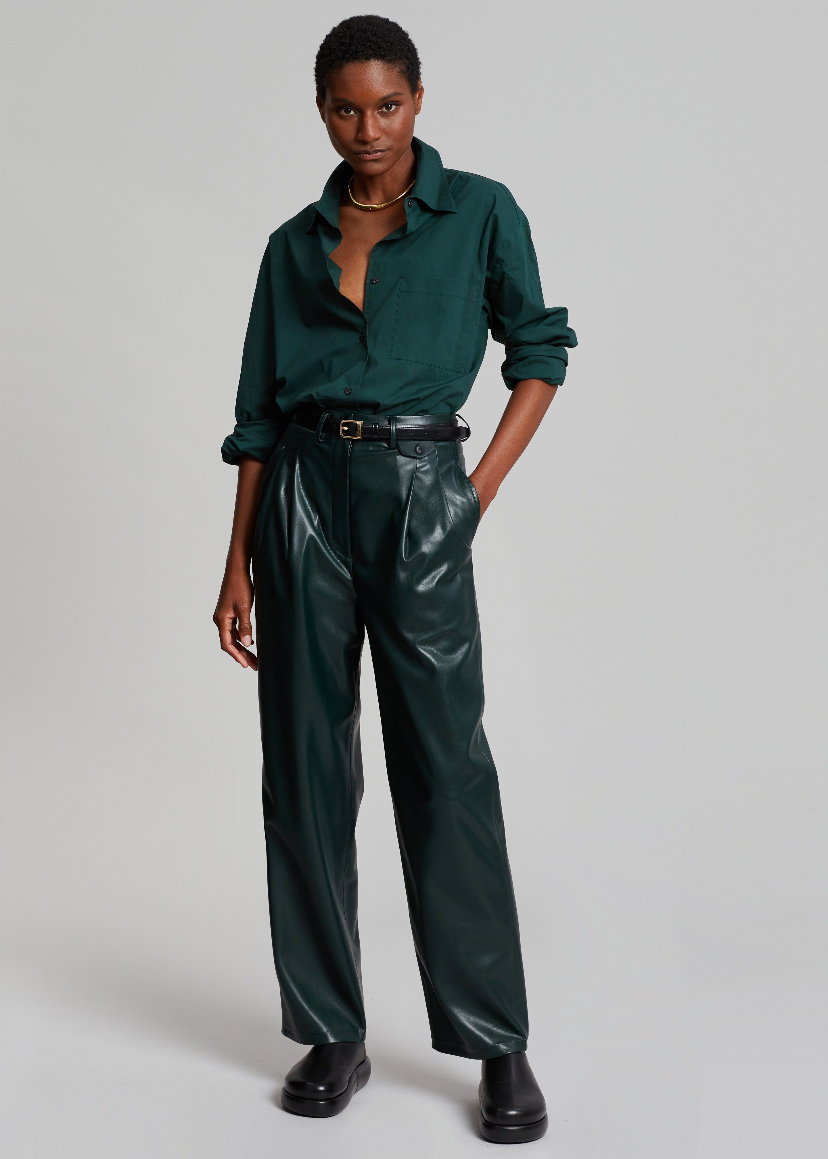 Lui Poplin Shirt - Bottle Green sold by Frankie Shop product image thumbnail 4