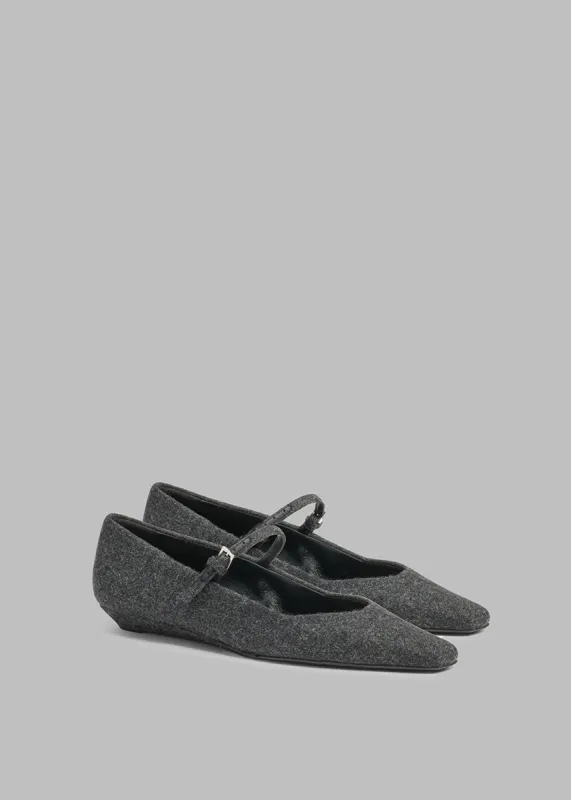 Loulou Studio Regane Flannel Ballerinas - Anthracite made by Frankie Shop
