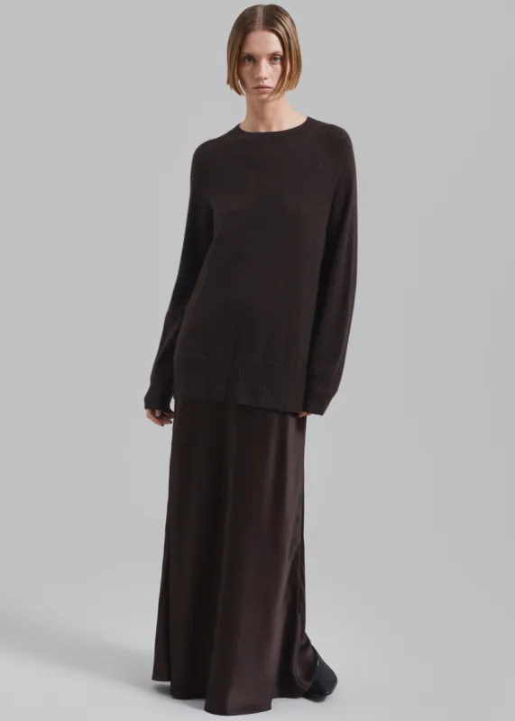 christopher esber fusion long sleeve gathered dress Christopher Esber Fusion Long-Sleeve Gathered Dress In Mahogany - 40% Off
