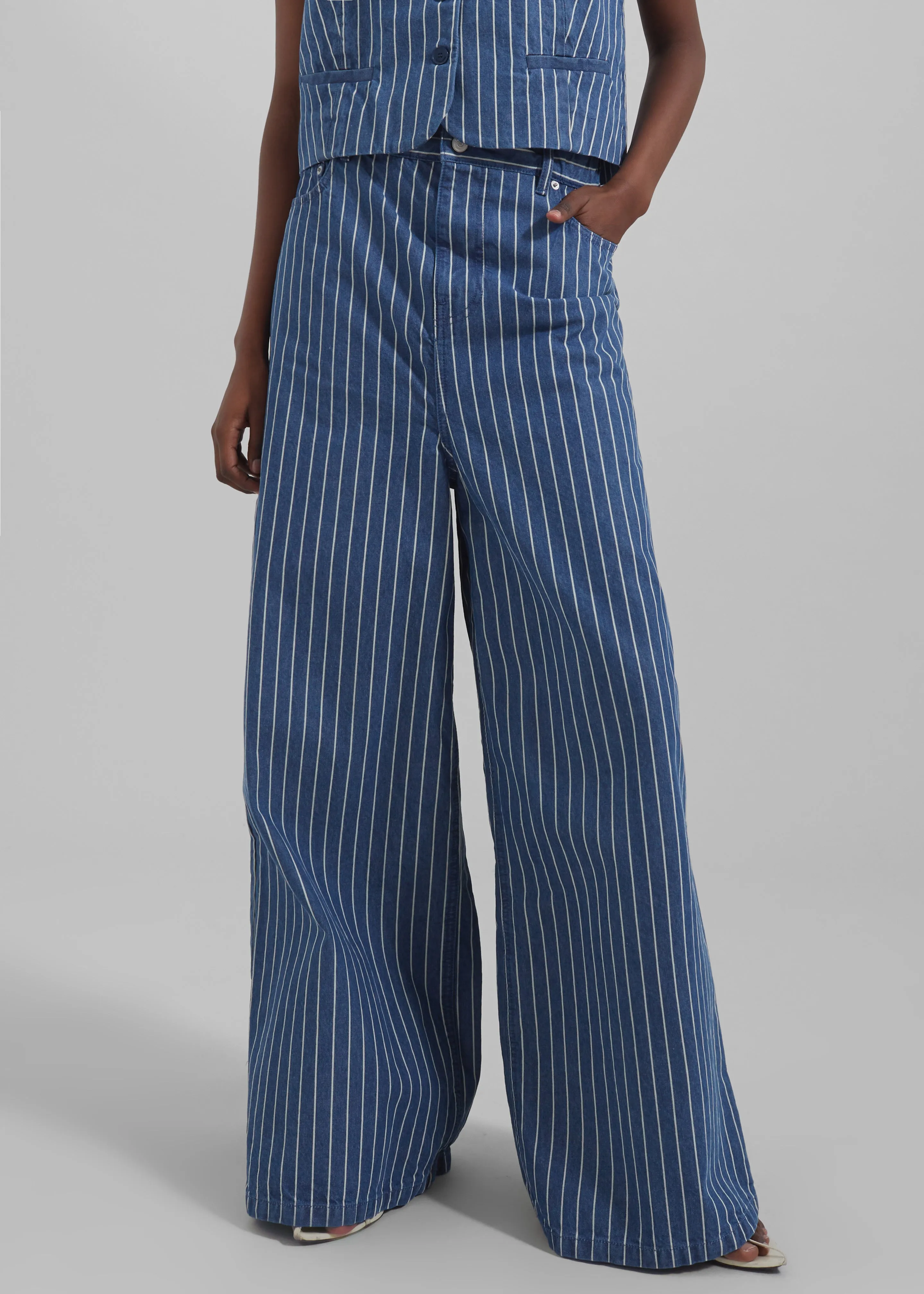 Sasha Wide Leg Jeans - Blue/White Stripe sold by Frankie Shop