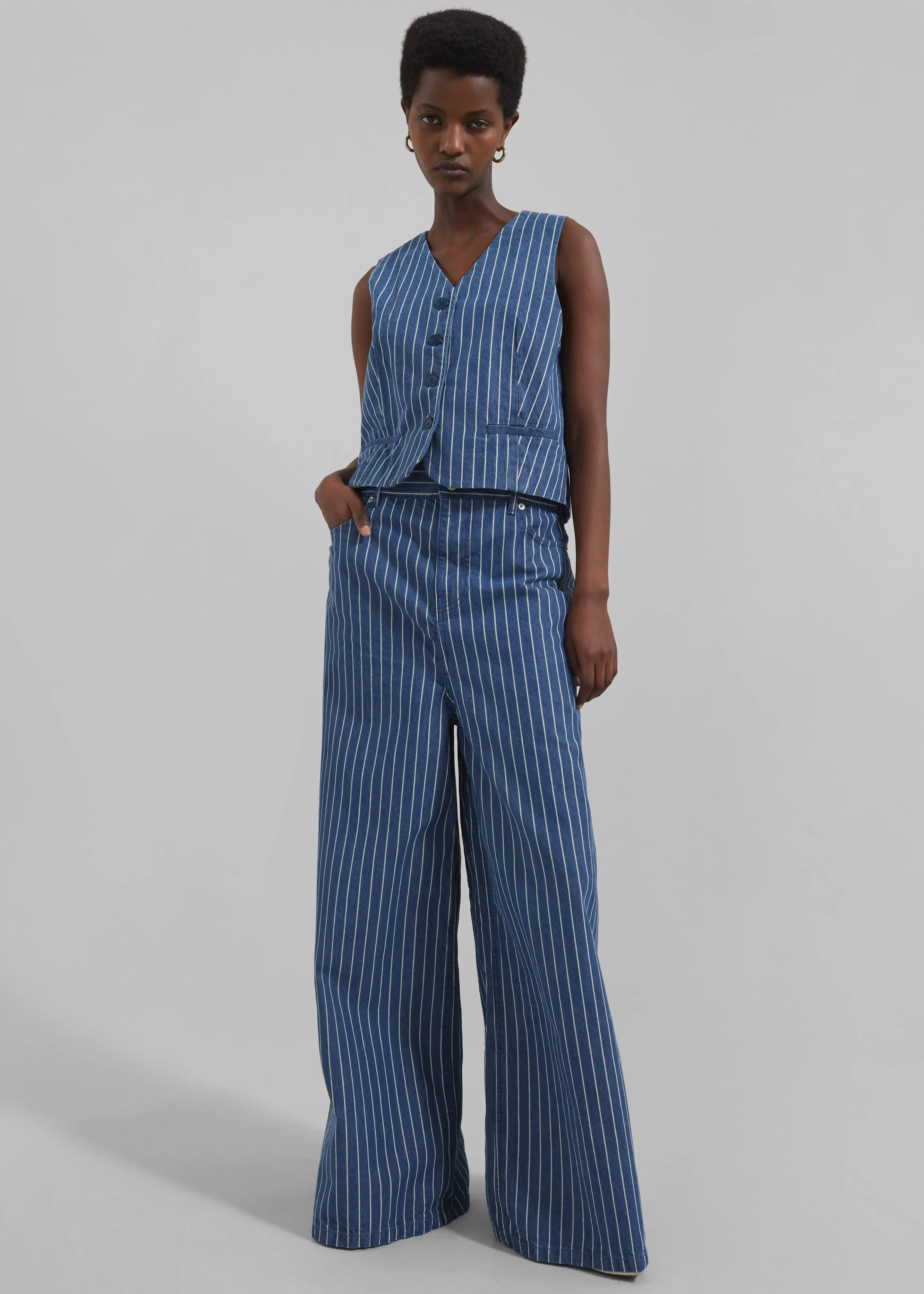 Sasha Wide Leg Jeans - Blue/White Stripe sold by Frankie Shop product image thumbnail 2