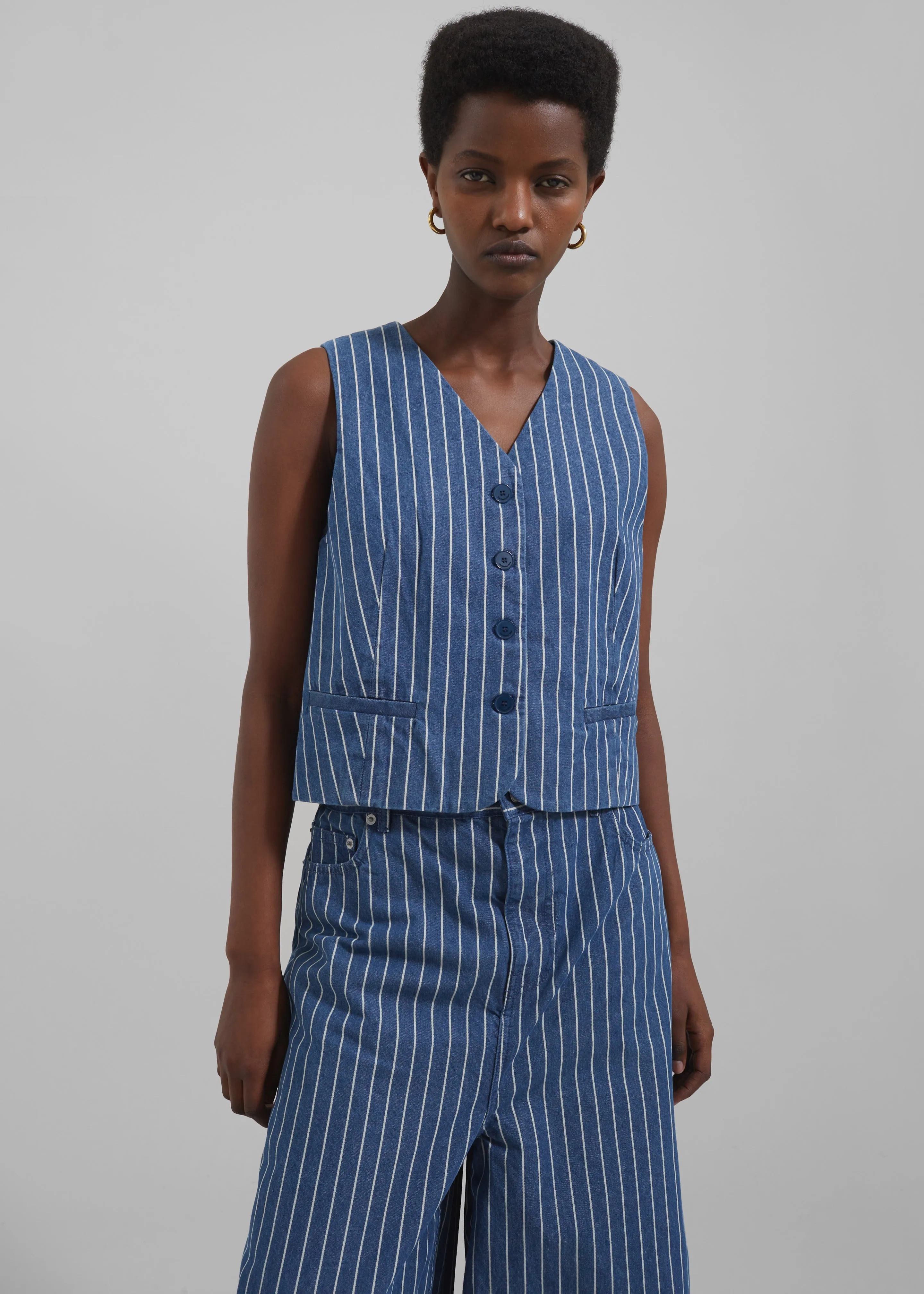 Sasha Wide Leg Jeans - Blue/White Stripe sold by Frankie Shop product image thumbnail 5