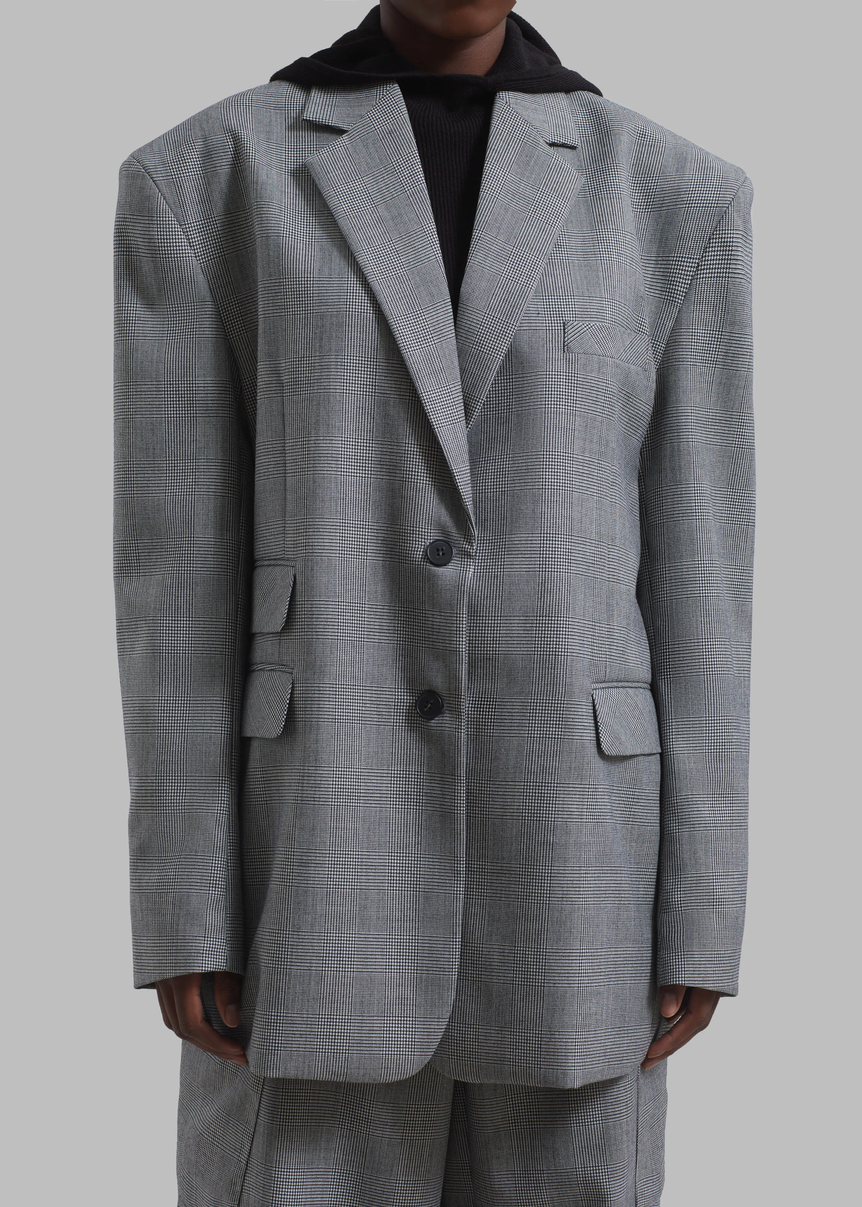 Essie Oversized Wool Blazer - Light Grey Plaid sold by Frankie Shop product image thumbnail 4