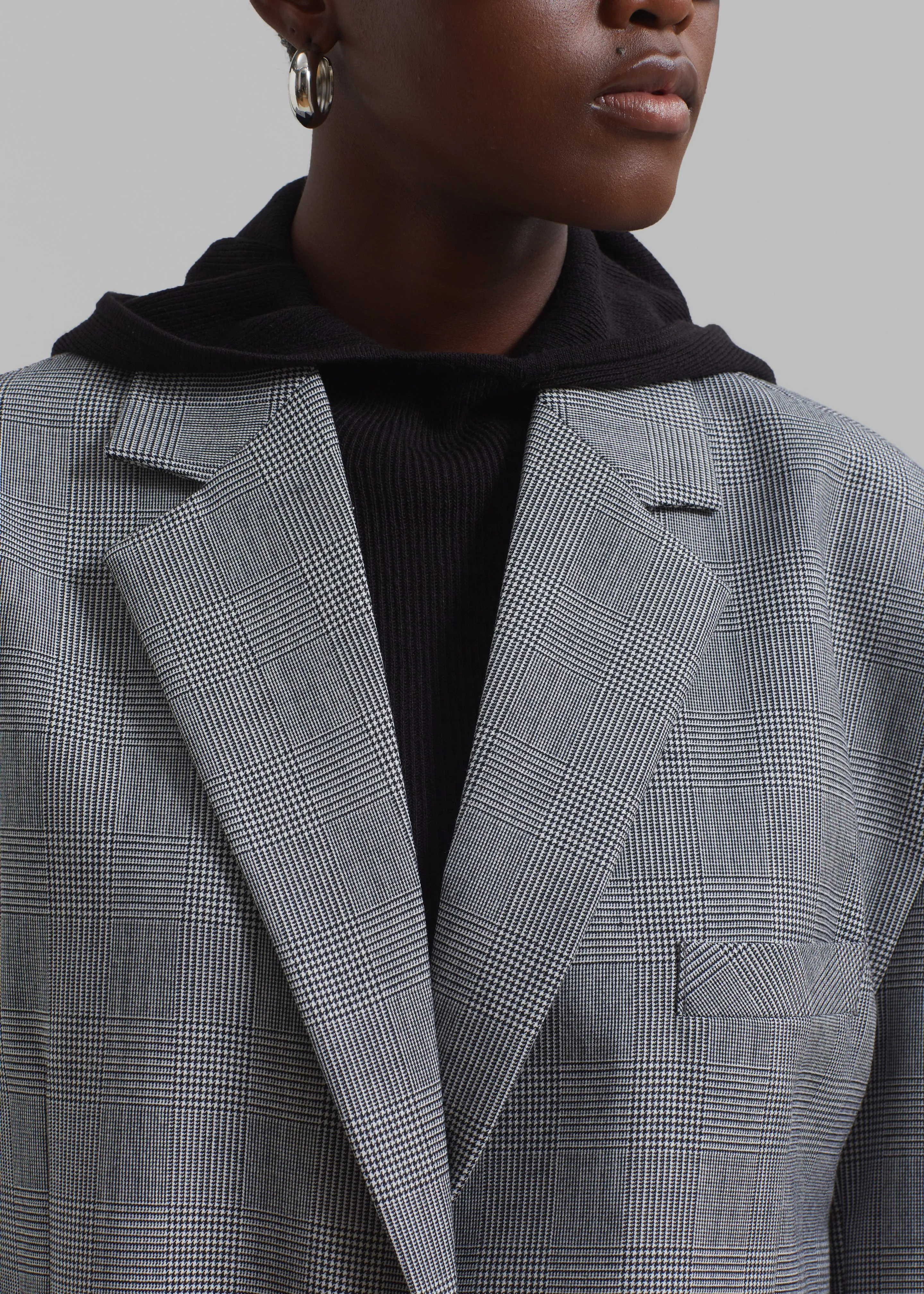Essie Oversized Wool Blazer - Light Grey Plaid sold by Frankie Shop product image thumbnail 5