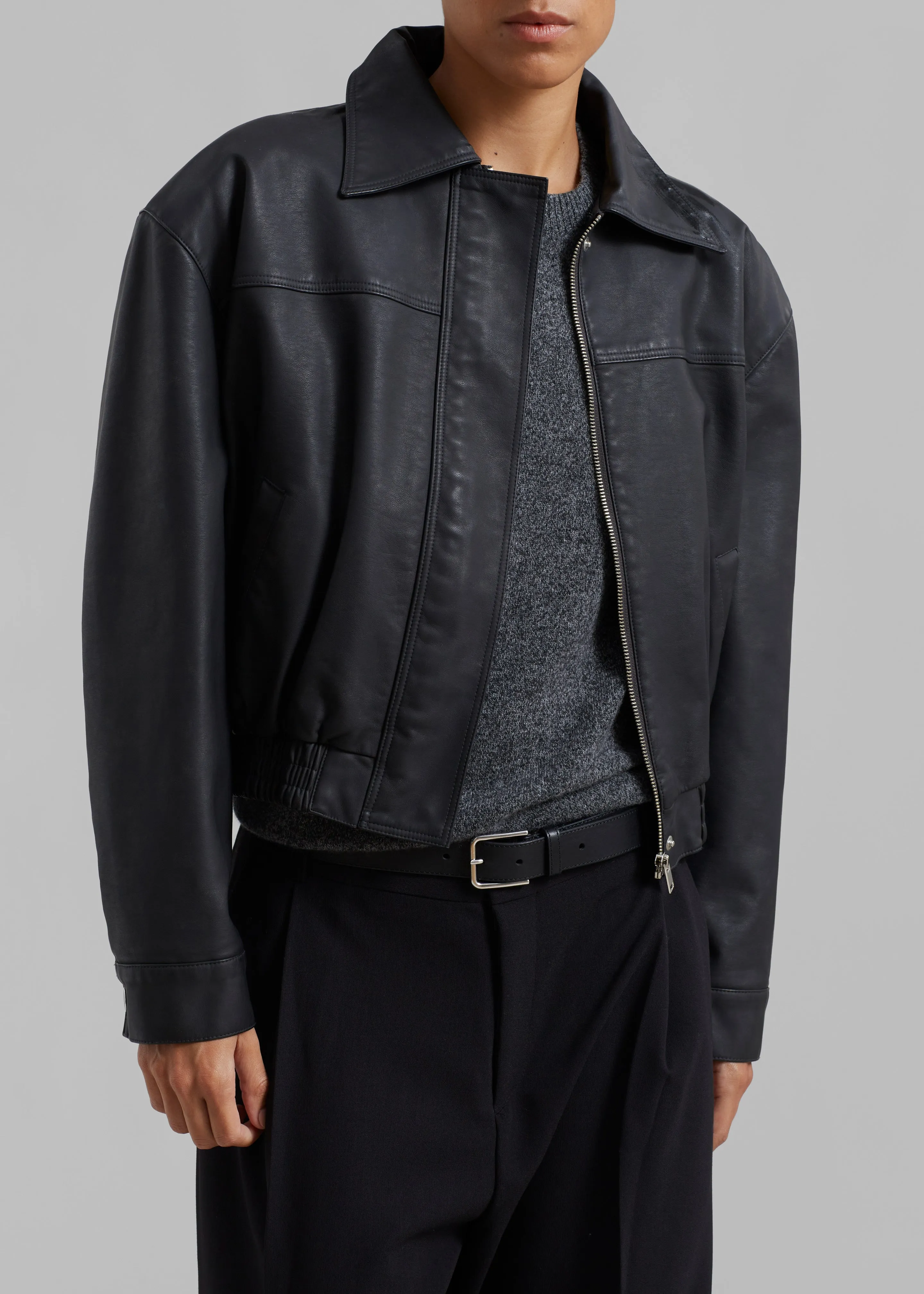 Jaden Faux Leather Bomber - Black sold by Frankie Shop product image thumbnail 5