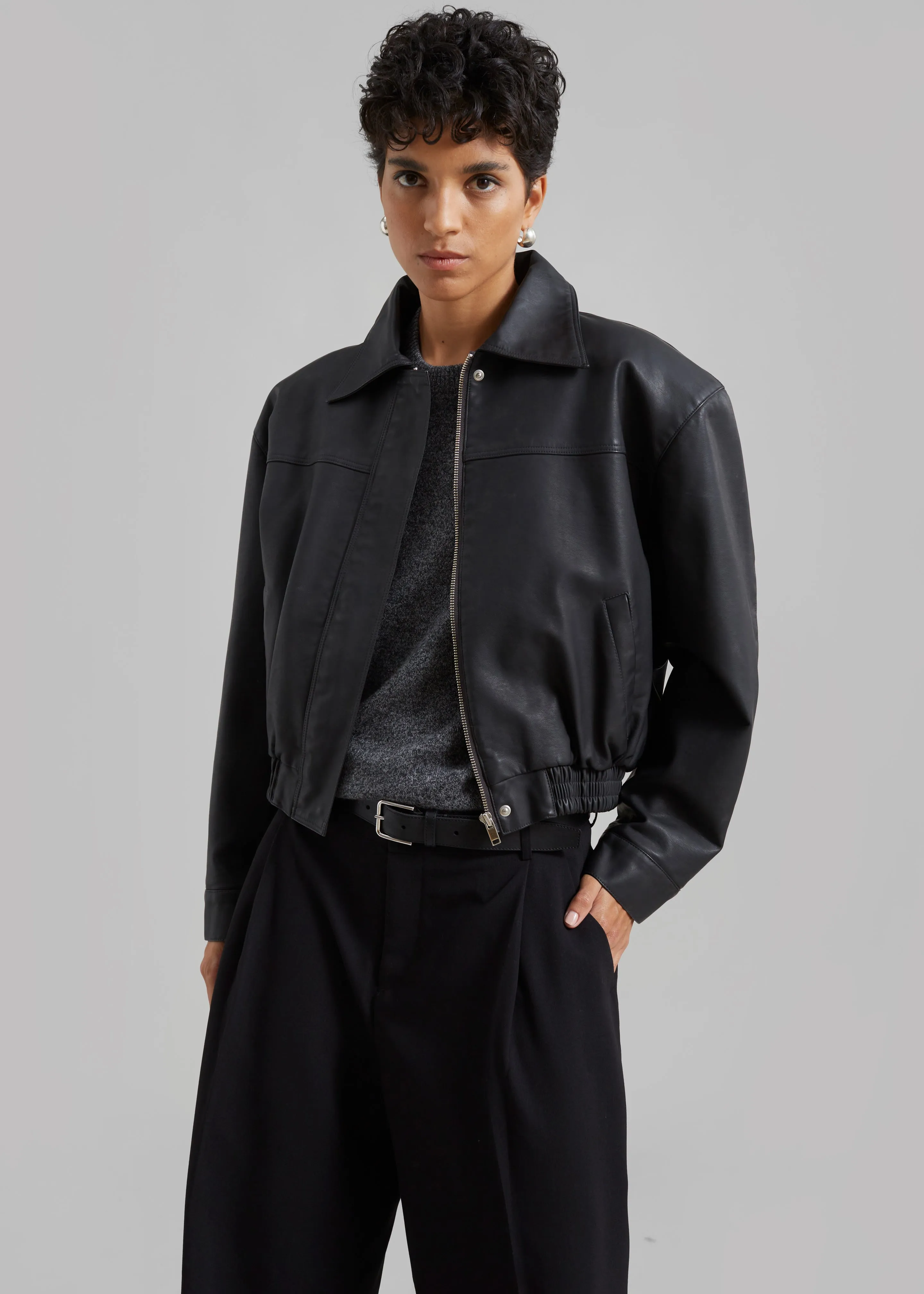 Jaden Faux Leather Bomber - Black sold by Frankie Shop product image thumbnail 4