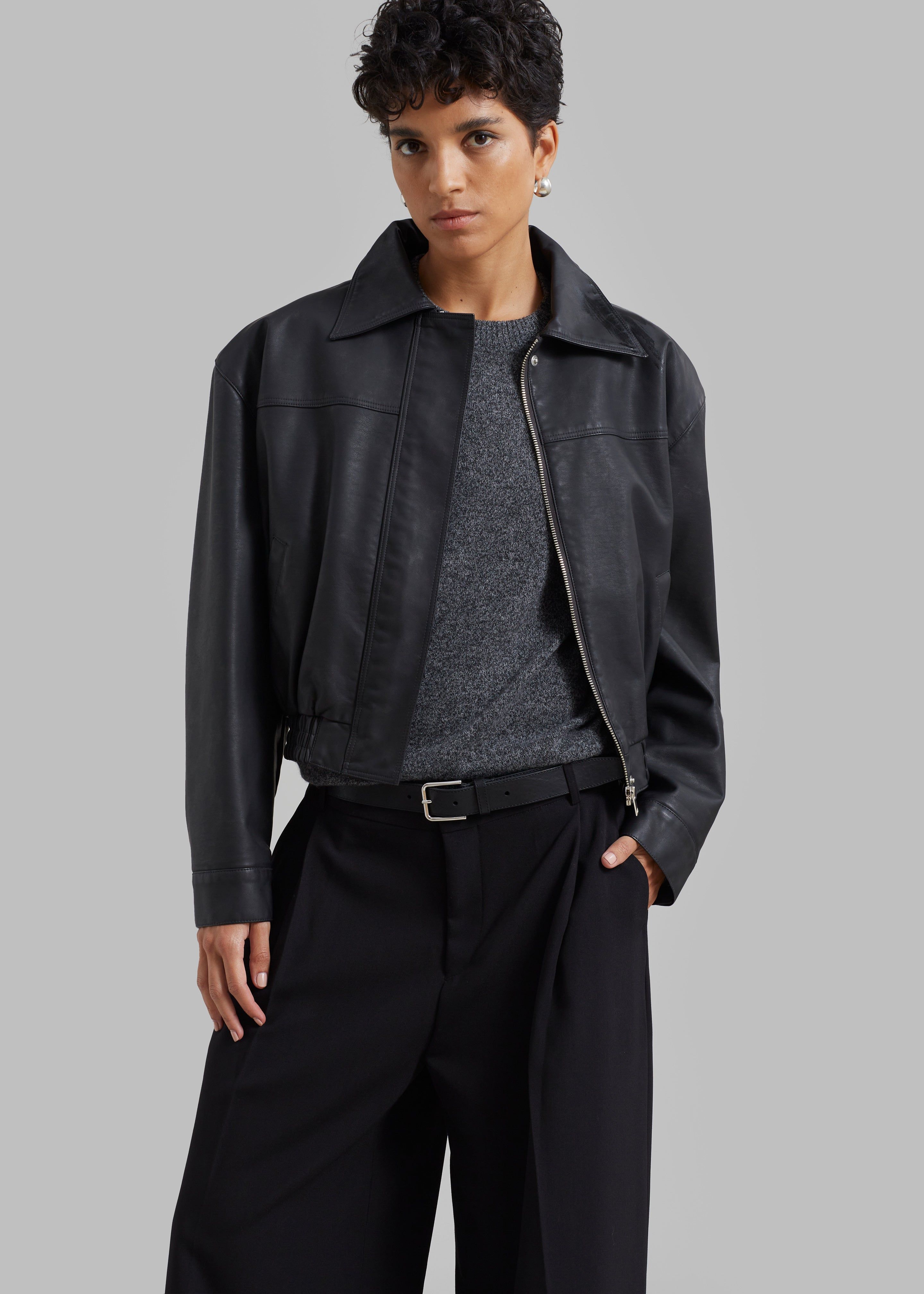 Jaden Faux Leather Jacket - Black sold by Frankie Shop