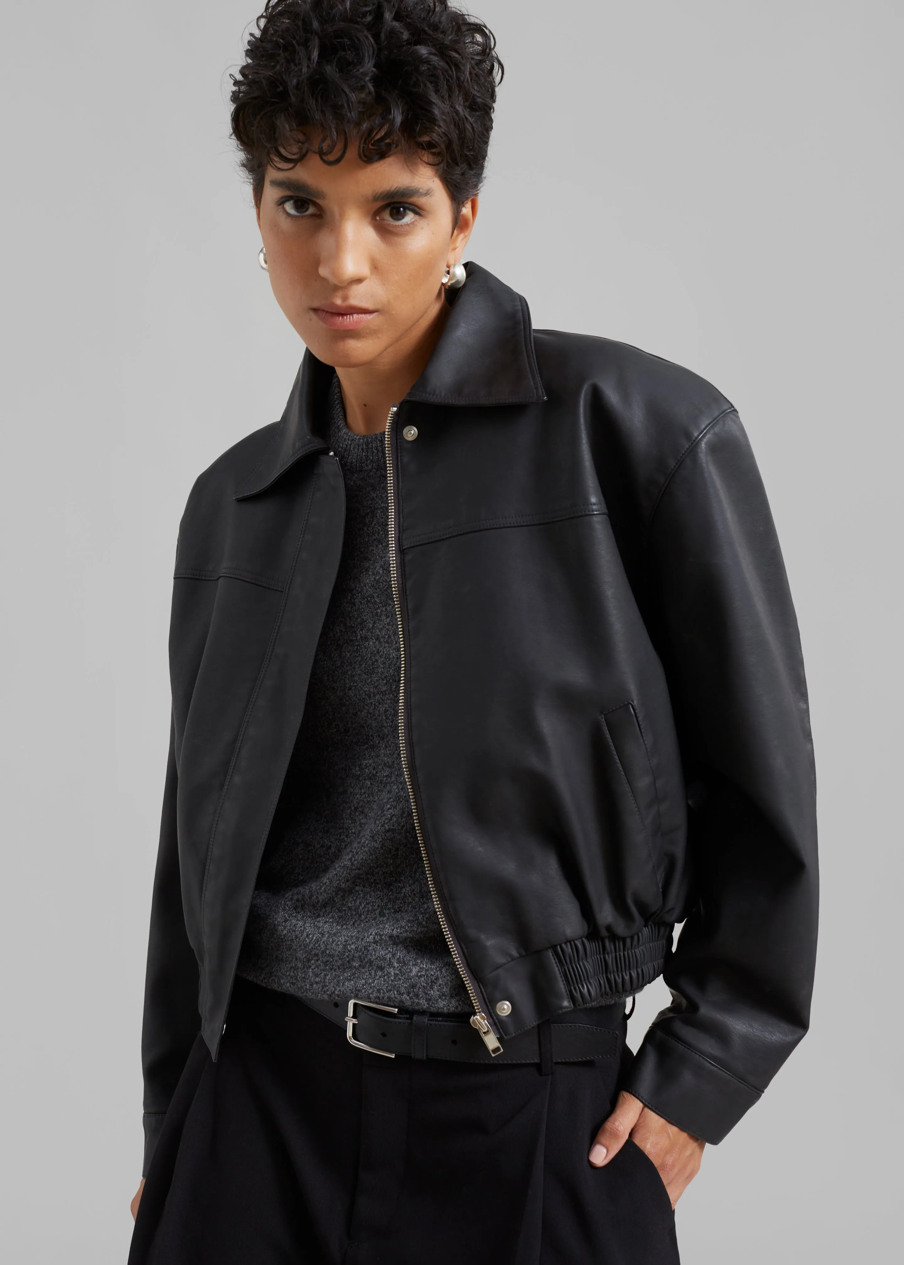 Jaden Faux Leather Bomber - Black sold by Frankie Shop product image thumbnail 3