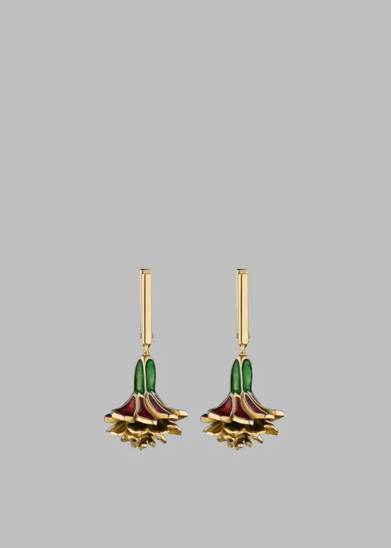 Bevza Hanging Marigold Earrings - Red/Yellow made by Bevza