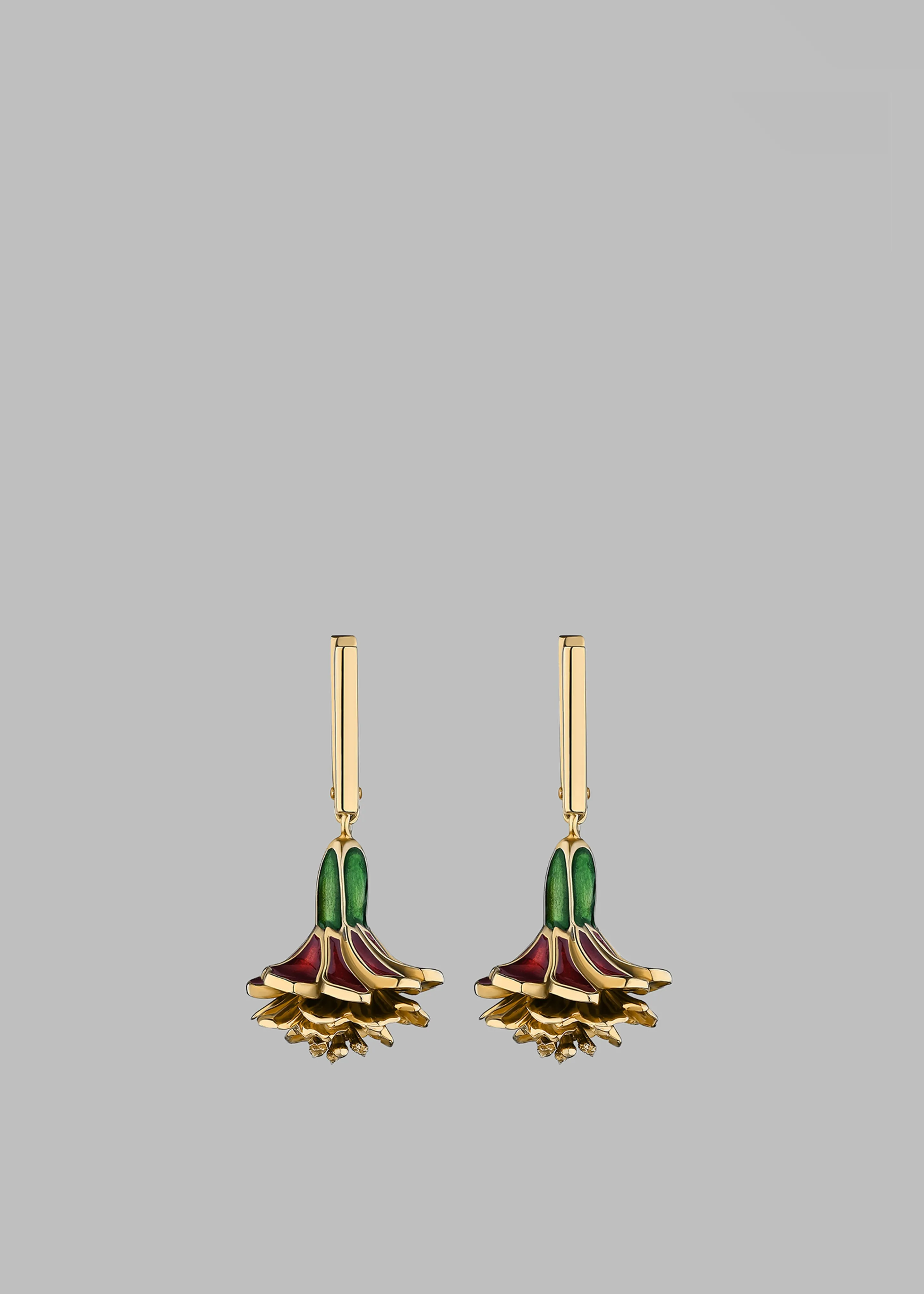 Bevza Hanging Marigold Earrings - Red/Yellow sold by Frankie Shop