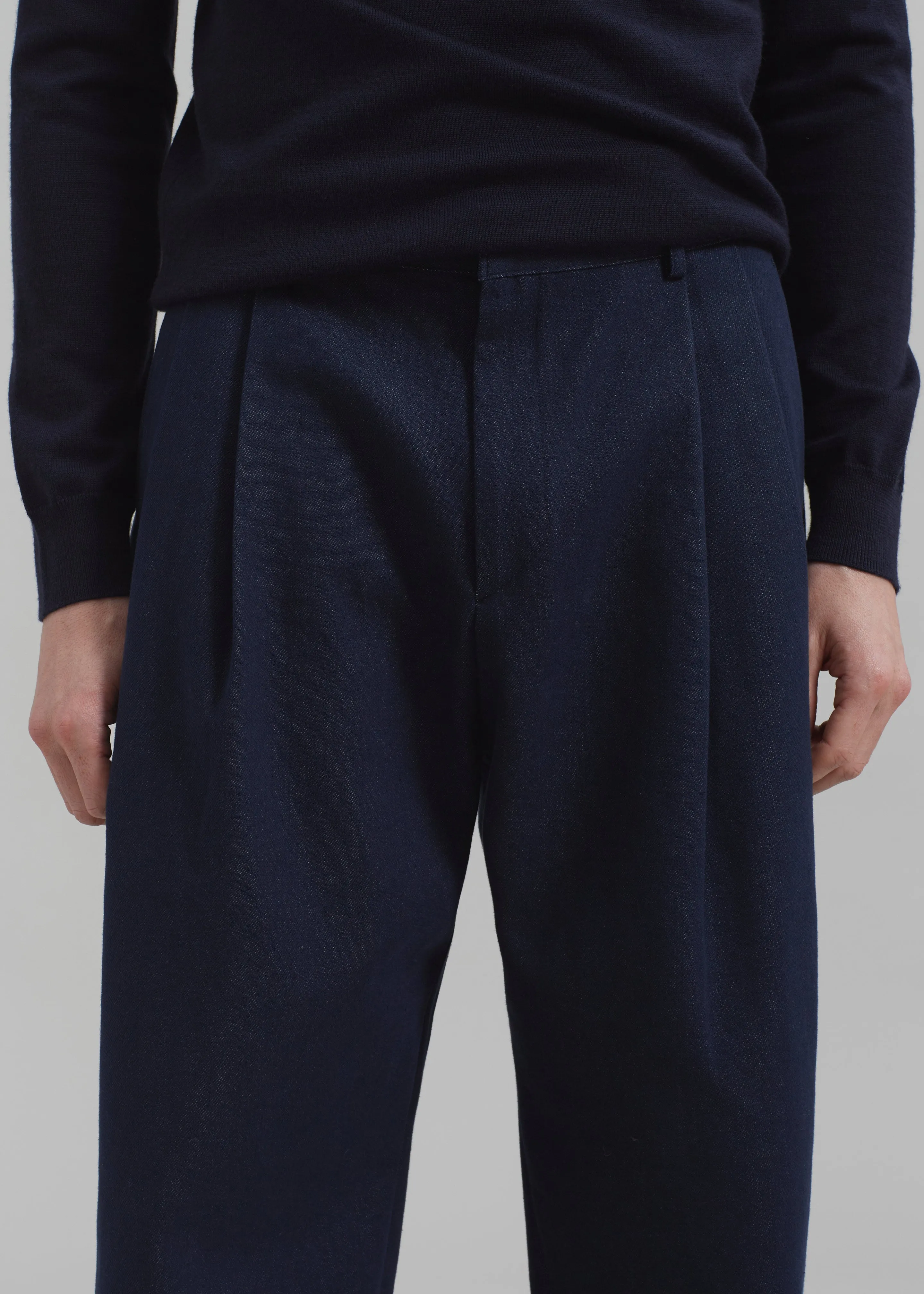 Stephen Pleated Denim Trousers - Navy sold by Frankie Shop product image thumbnail 3