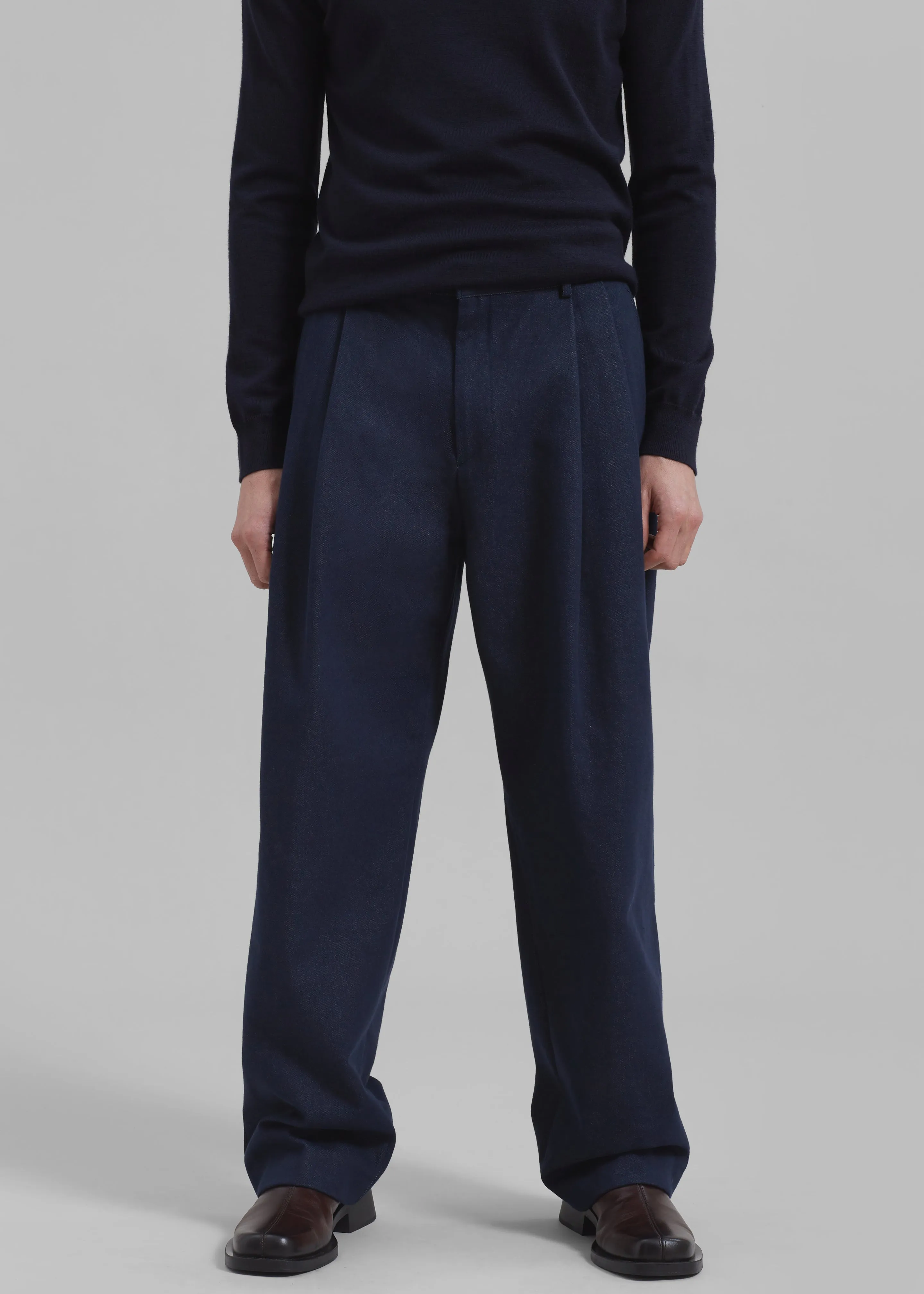 Stephen Pleated Denim Trousers - Navy sold by Frankie Shop product image thumbnail 2