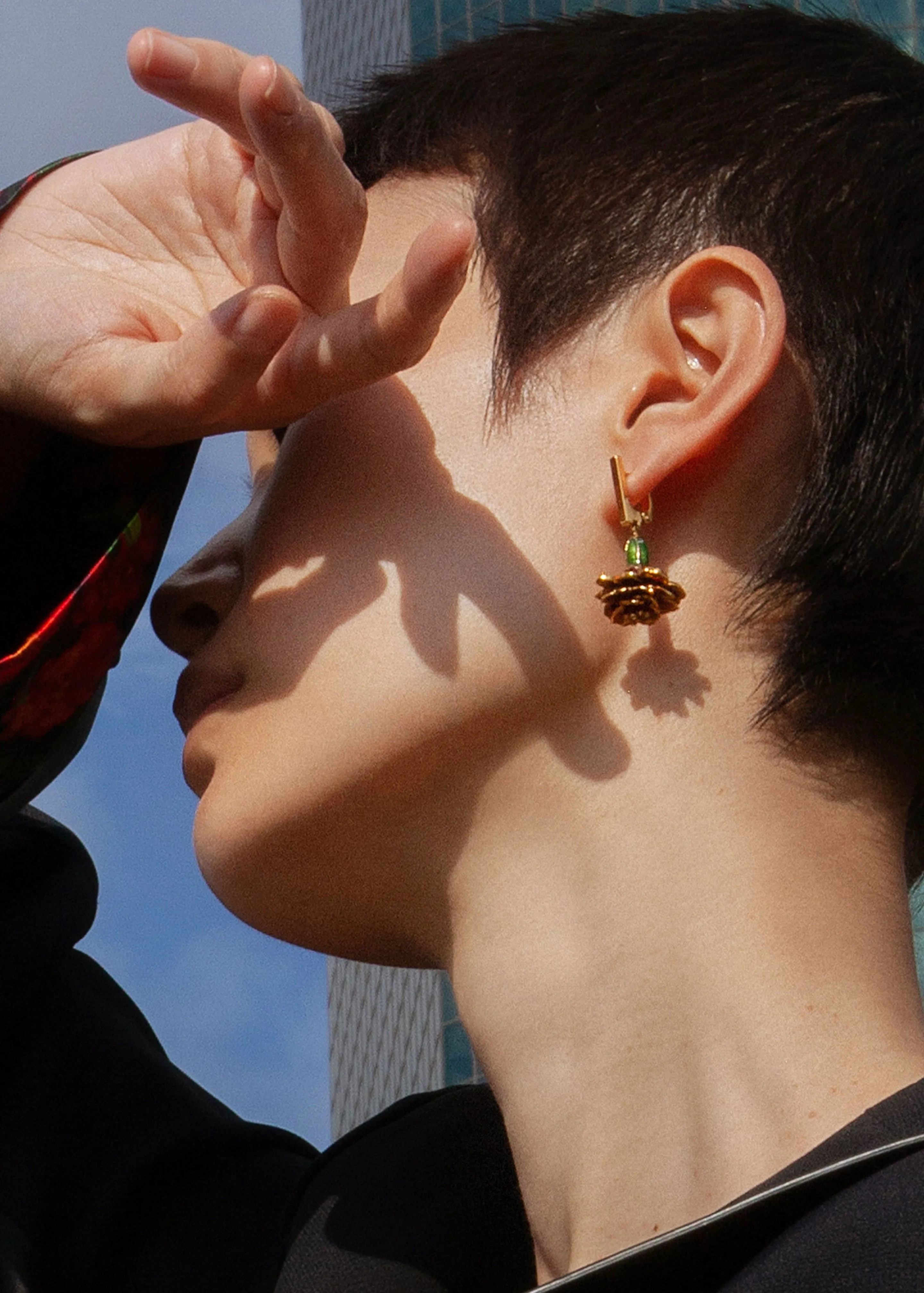 Bevza Hanging Marigold Earrings - Red/Yellow sold by Frankie Shop product image thumbnail 2