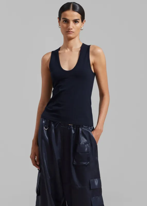 Matteau Deep U Tank - Navy sold by Frankie Shop
