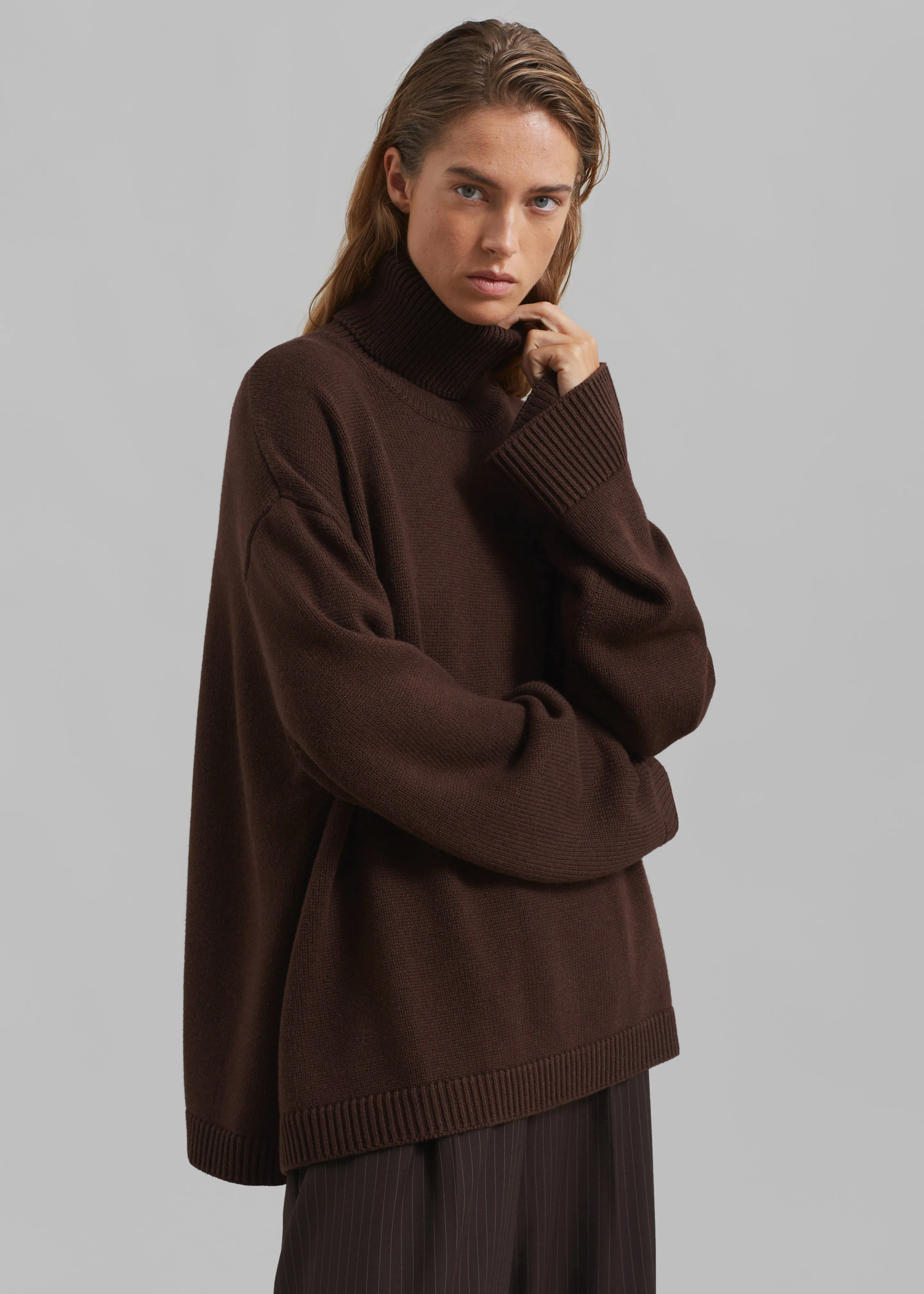 Rhea Trapeze Turtleneck - Brown sold by Frankie Shop