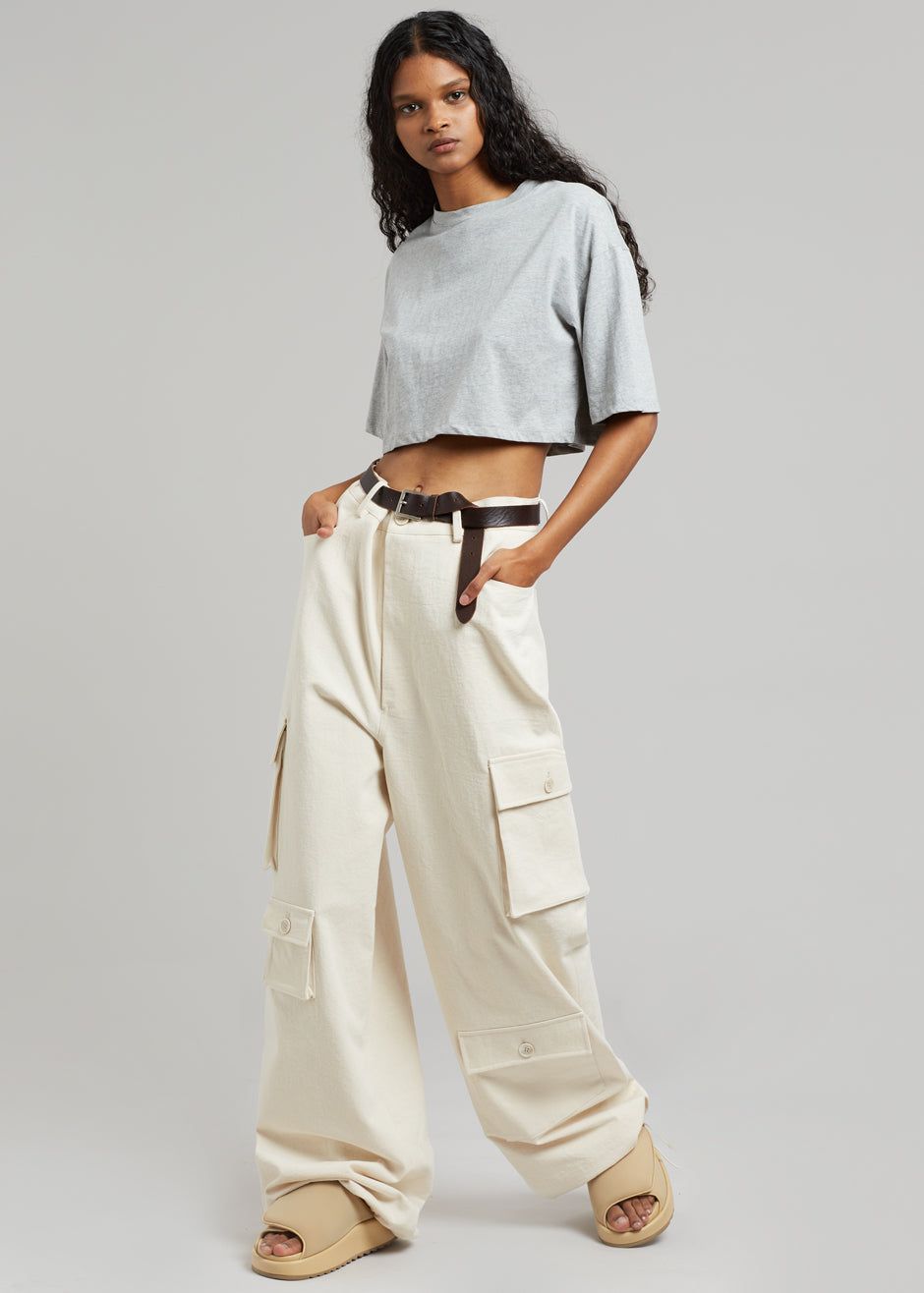 Karina Cropped T-Shirt - Heather Grey sold by Frankie Shop