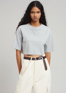 Karina Cropped T-Shirt - Heather Grey sold by Frankie Shop