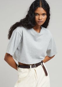Karina Cropped T-Shirt - Heather Grey sold by Frankie Shop