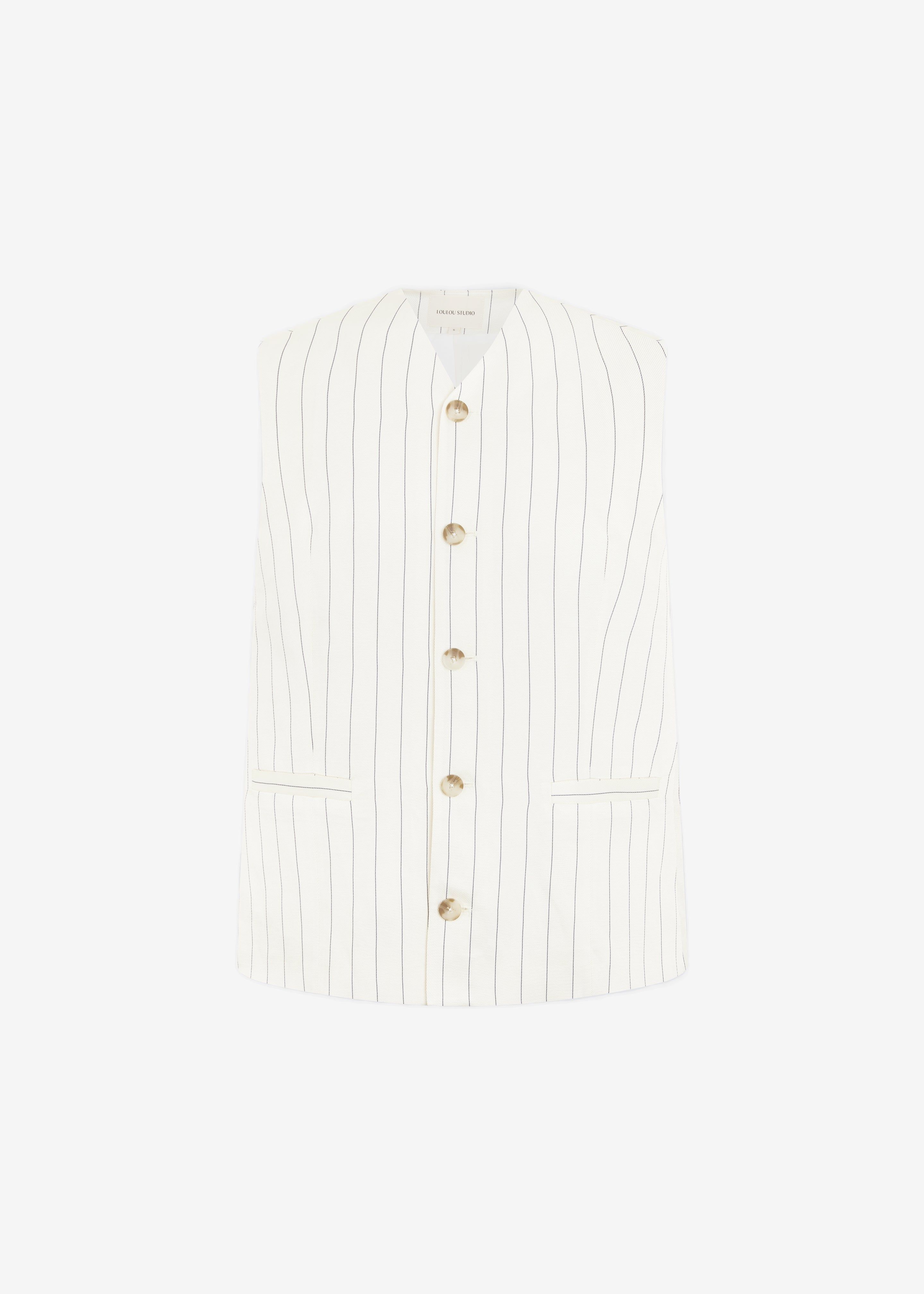 Loulou Studio Cetina Vest - Striped Beige sold by Frankie Shop product image thumbnail 9