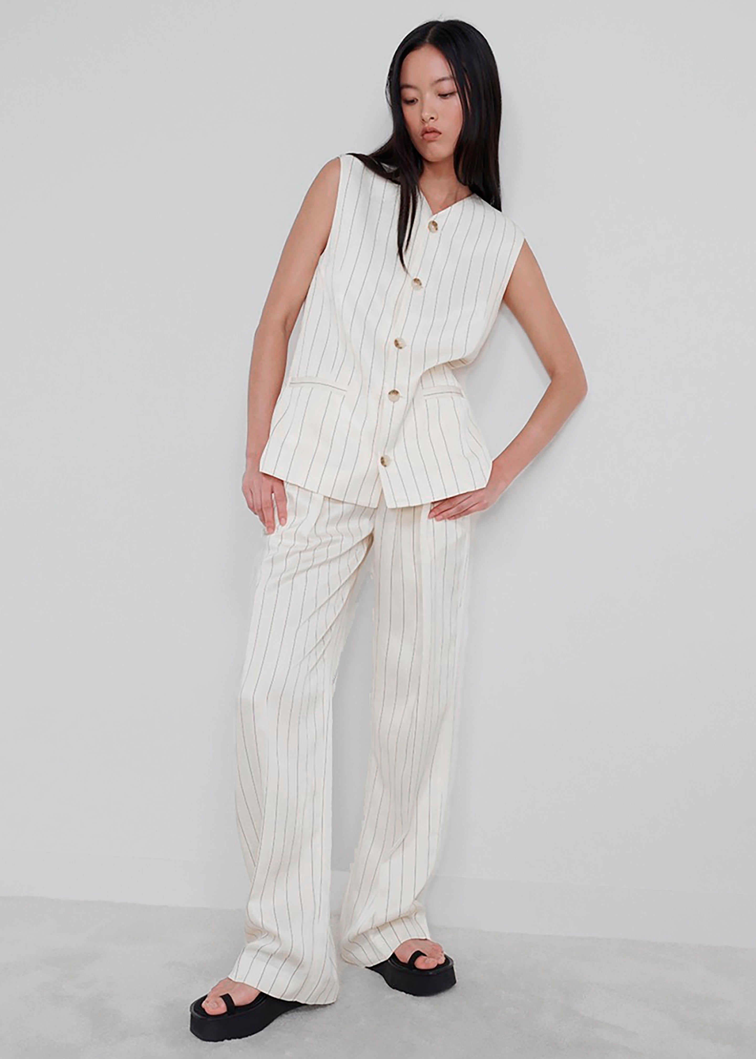 Loulou Studio Cetina Vest - Striped Beige sold by Frankie Shop product image thumbnail 5