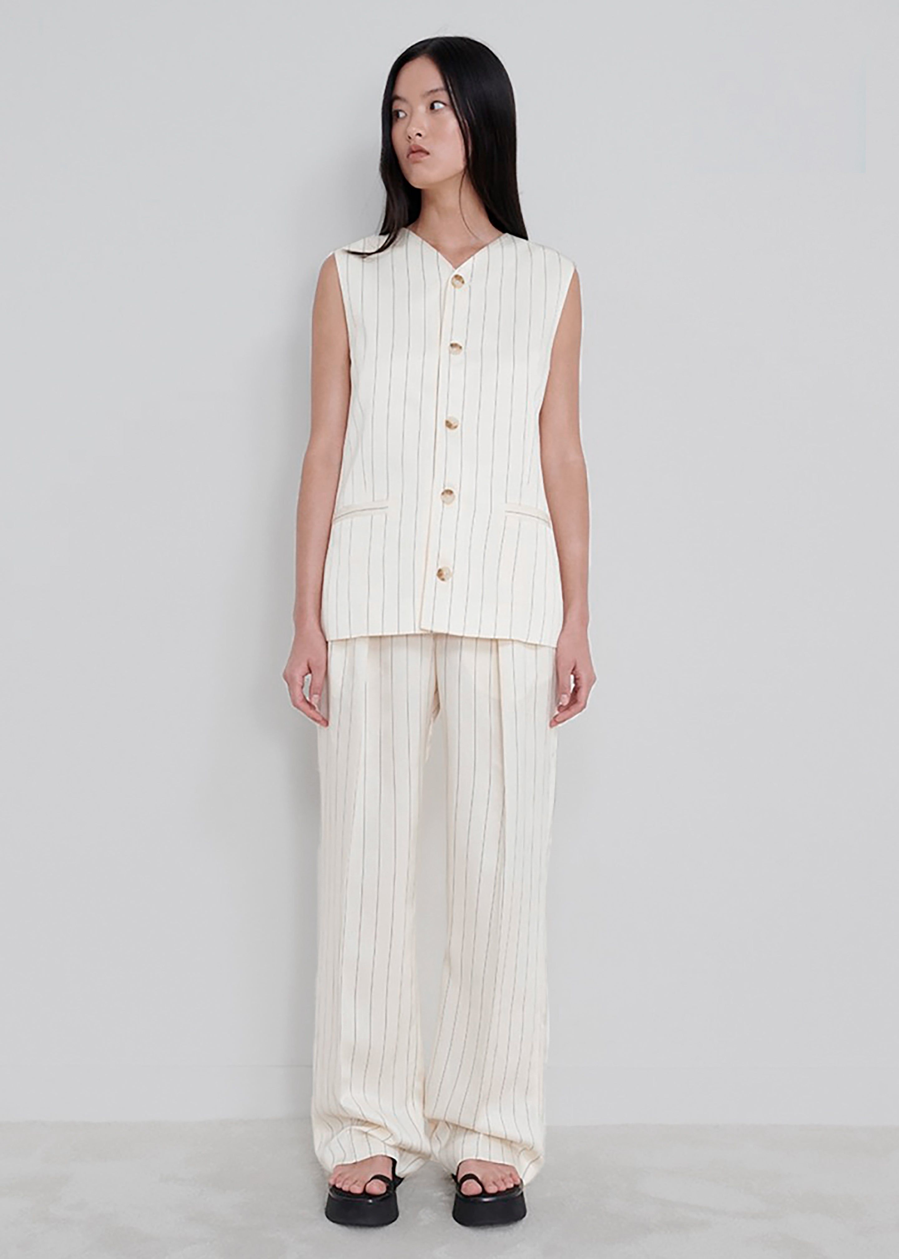 Loulou Studio Cetina Vest - Striped Beige sold by Frankie Shop product image thumbnail 6