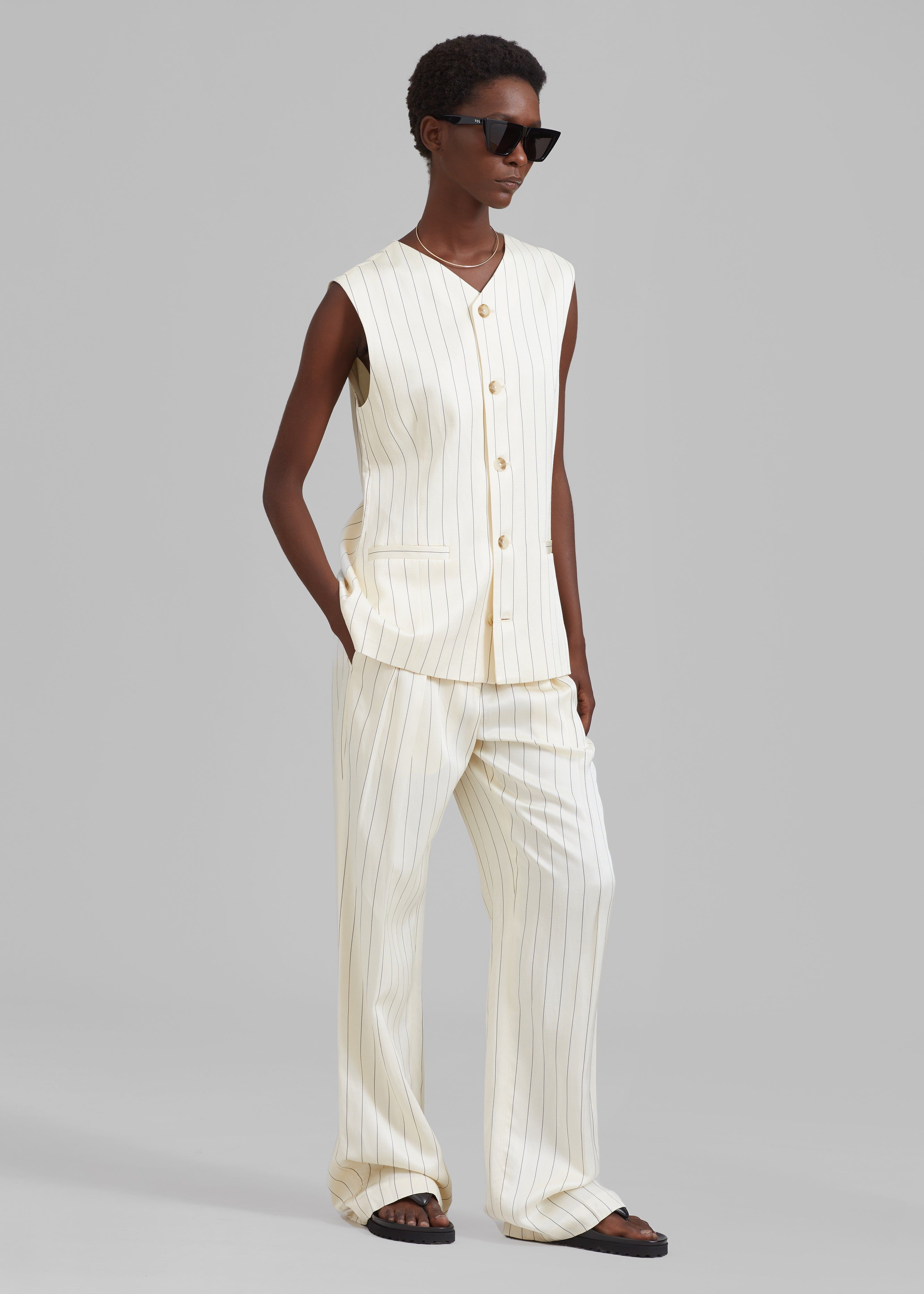 Loulou Studio Cetina Vest - Striped Beige sold by Frankie Shop product image thumbnail 7