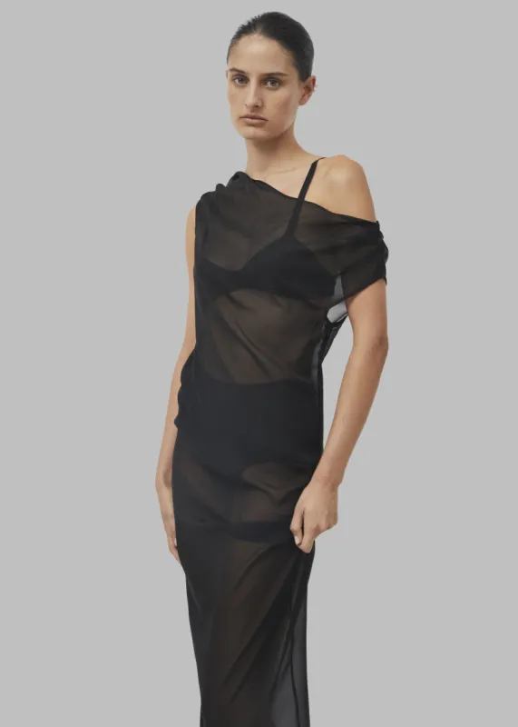 Beare Park Silk Georgette Off The Shoulder Dress - Black made by Frankie Shop