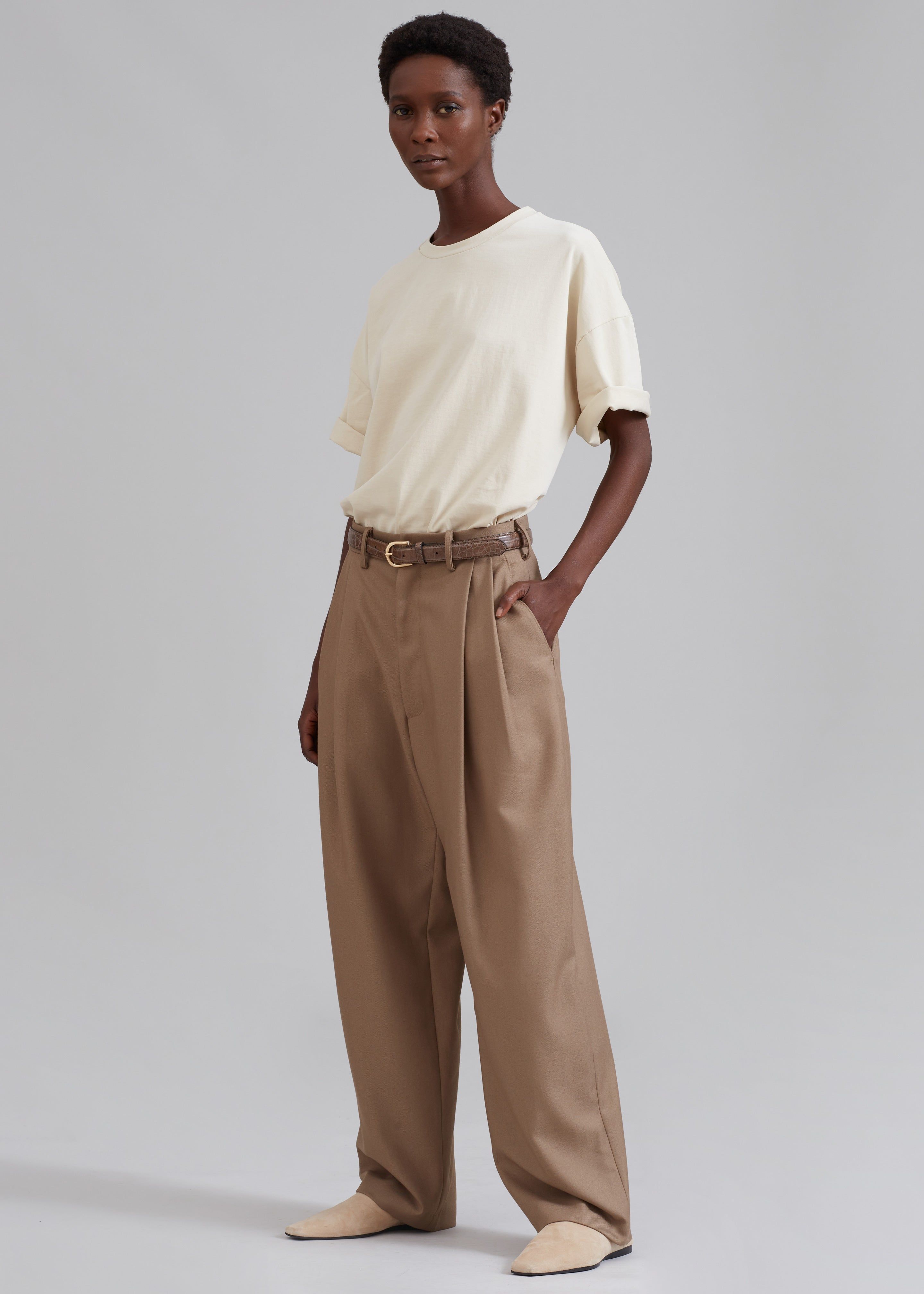 Kerena Pintuck Pants - Taupe sold by Frankie Shop product image thumbnail 3