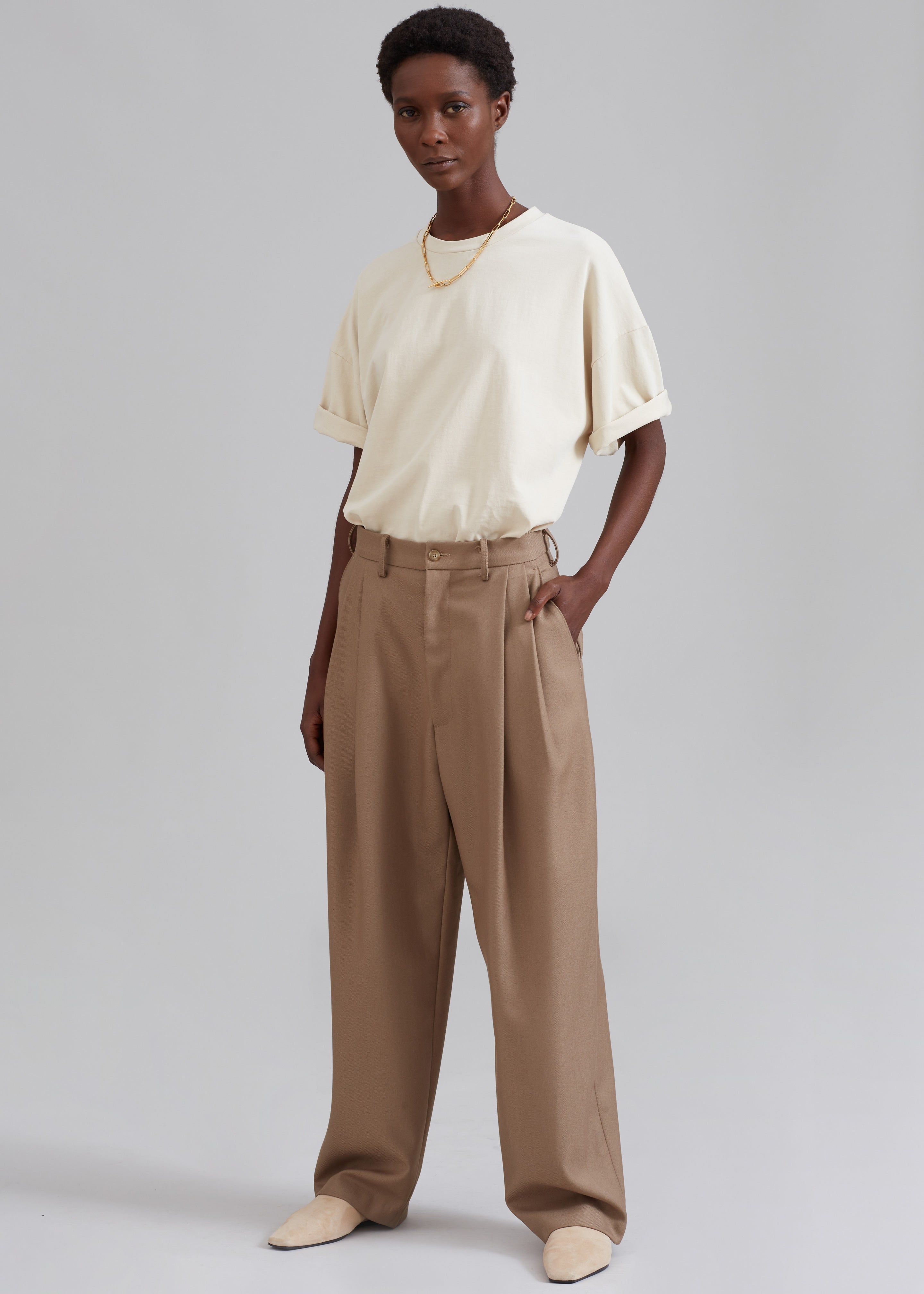 Kerena Pintuck Pants - Taupe sold by Frankie Shop