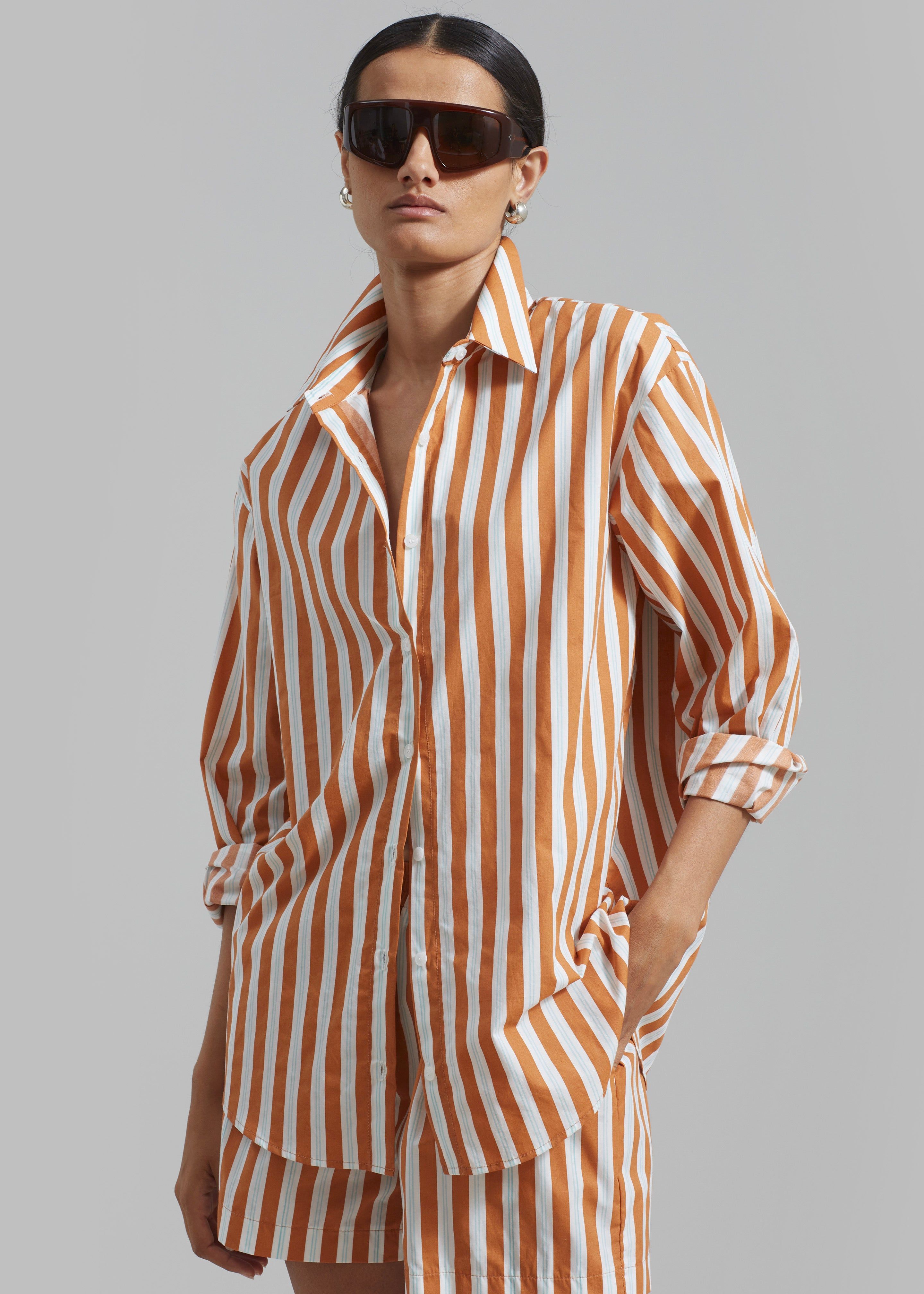 Juno Cotton Shirt - Orange Stripe sold by Frankie Shop product image thumbnail 5