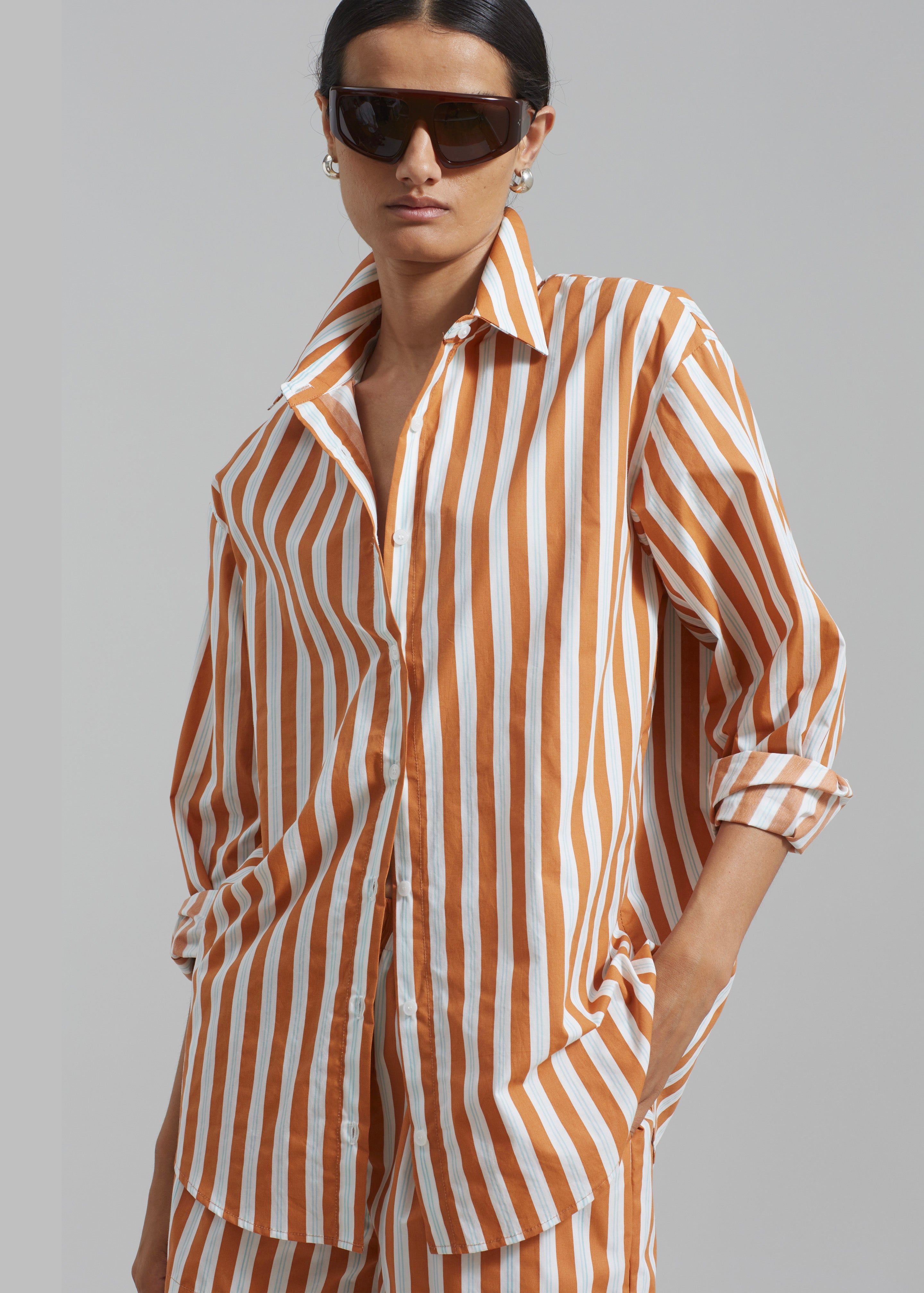 Juno Cotton Shirt - Orange Stripe sold by Frankie Shop