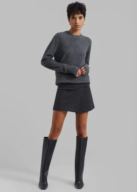 The Garment Porto Mini Skirt - Pinstriped Grey Melange sold by Frankie Shop