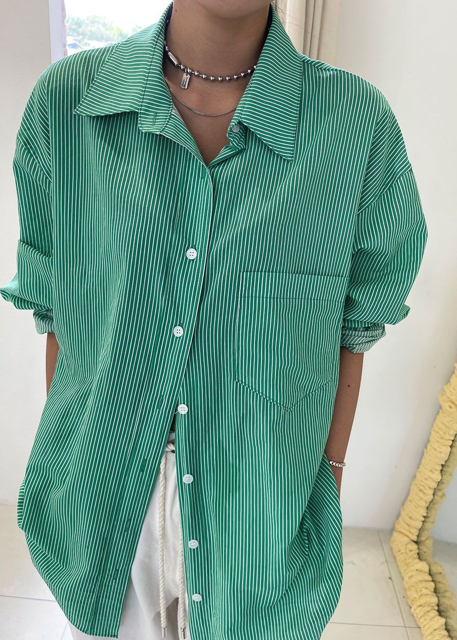 Idun Shirt - Emerald Stripe sold by Frankie Shop