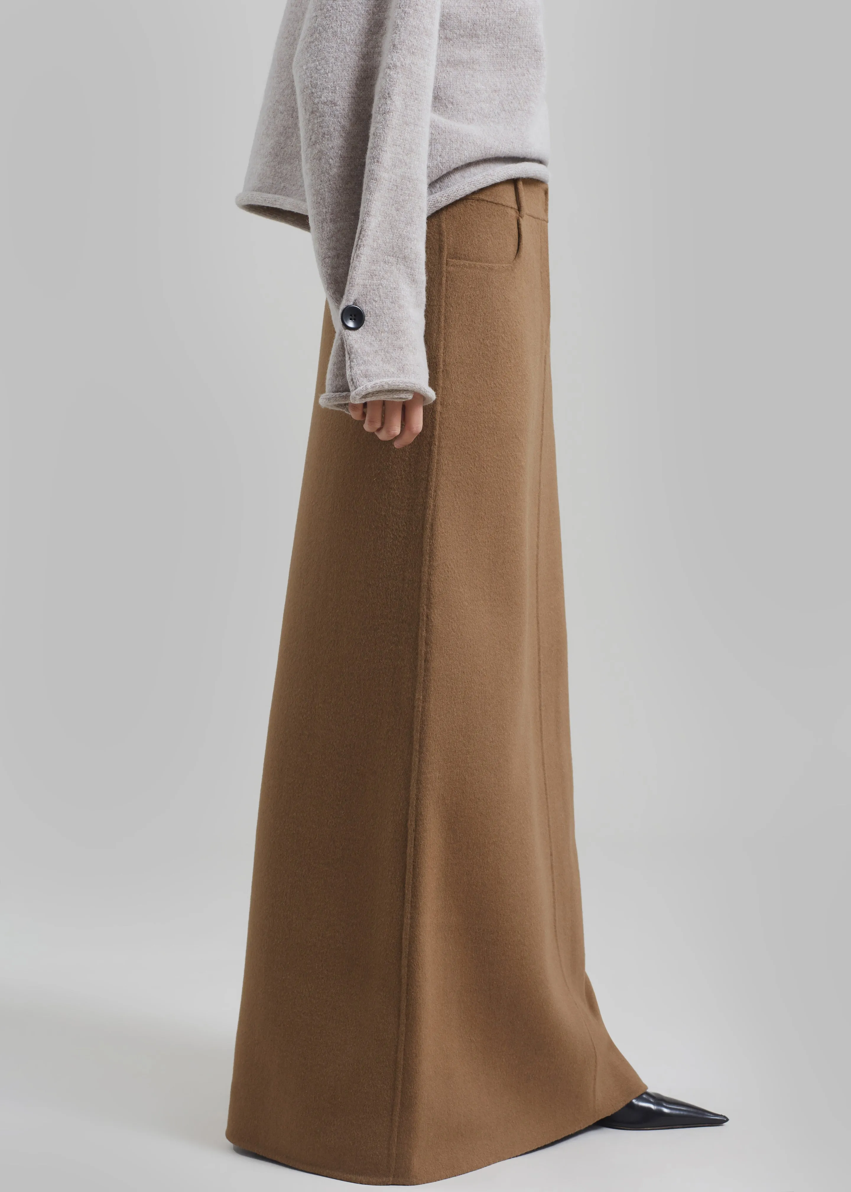 Malvo Long Wool Pencil Skirt - Camel sold by Frankie Shop product image thumbnail 2