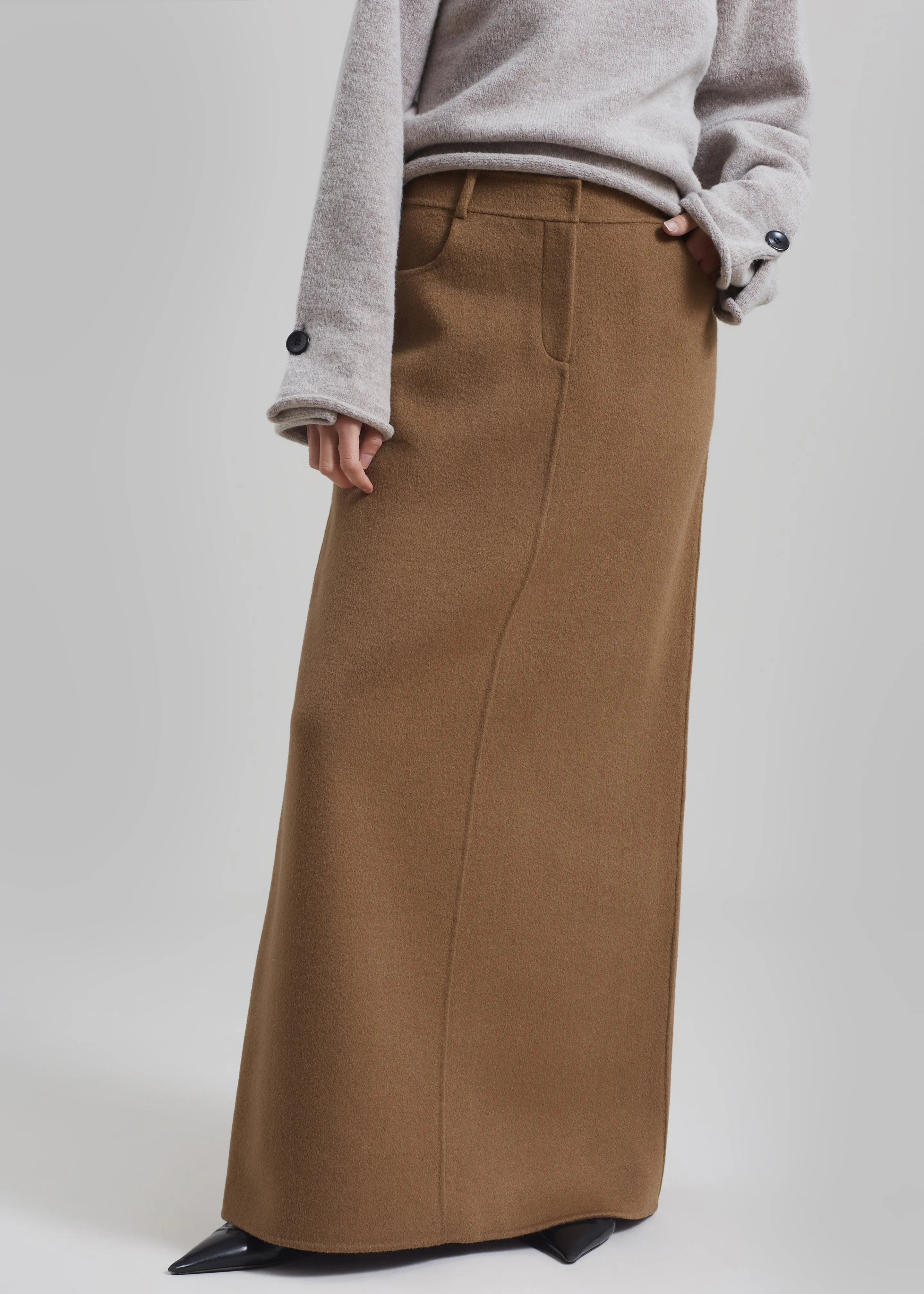 Malvo Long Wool Pencil Skirt - Camel sold by Frankie Shop product image thumbnail 5