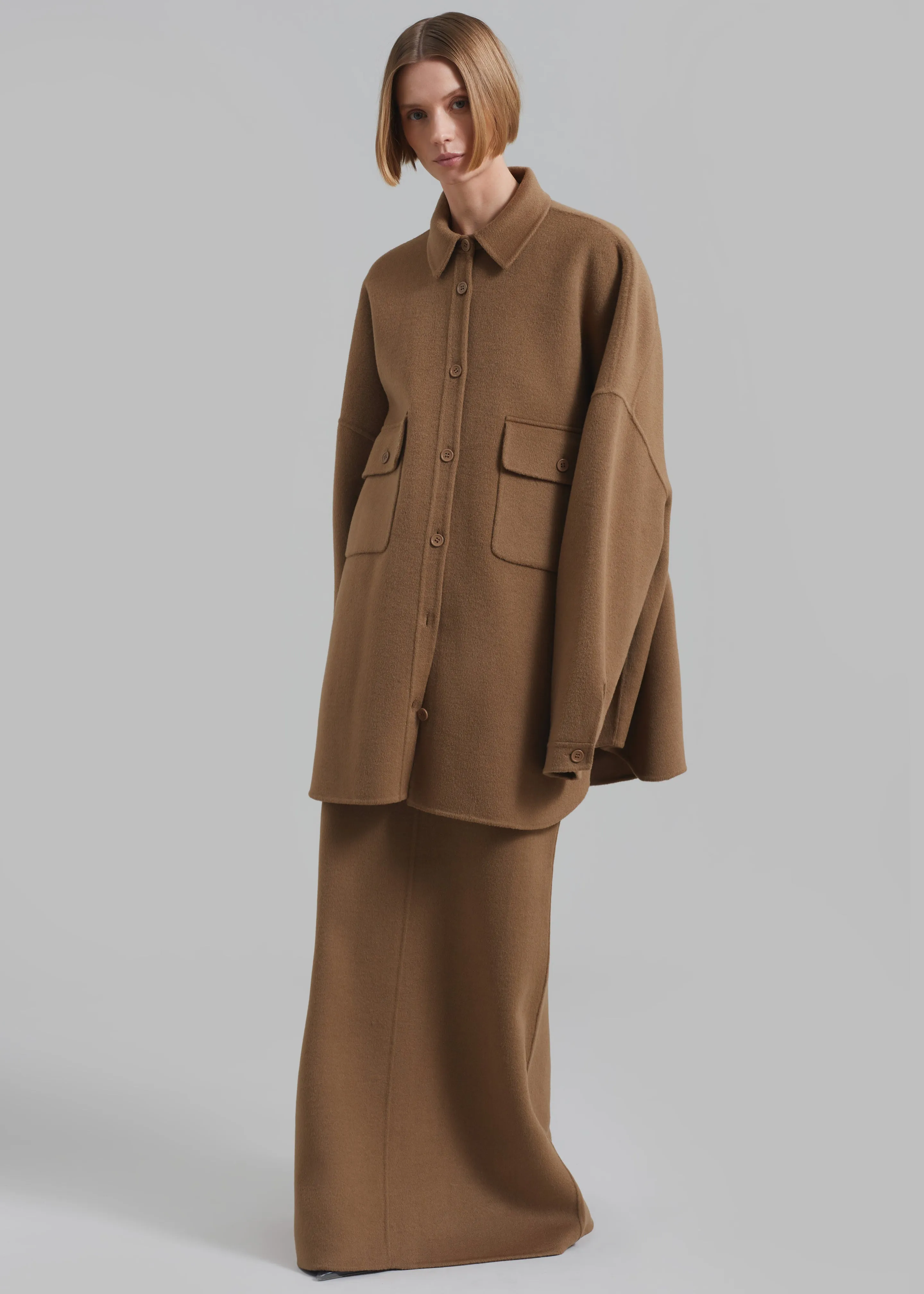 Malvo Long Wool Pencil Skirt - Camel sold by Frankie Shop product image thumbnail 4