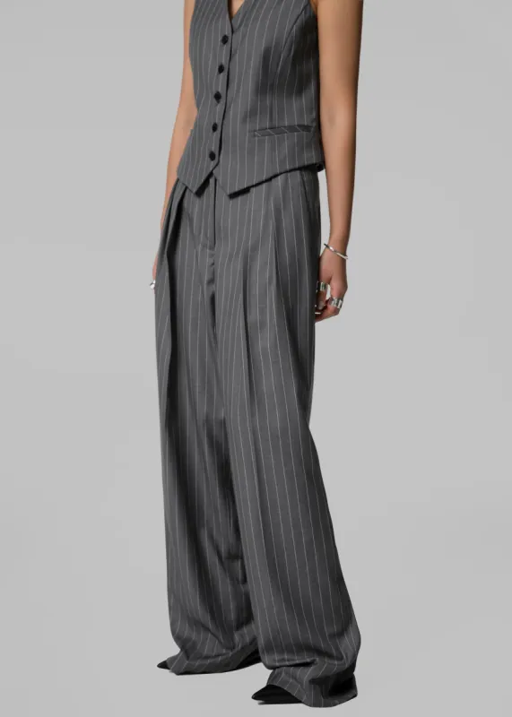 Holland Pleated Trousers - Charcoal/White Pinstripe sold by Frankie Shop