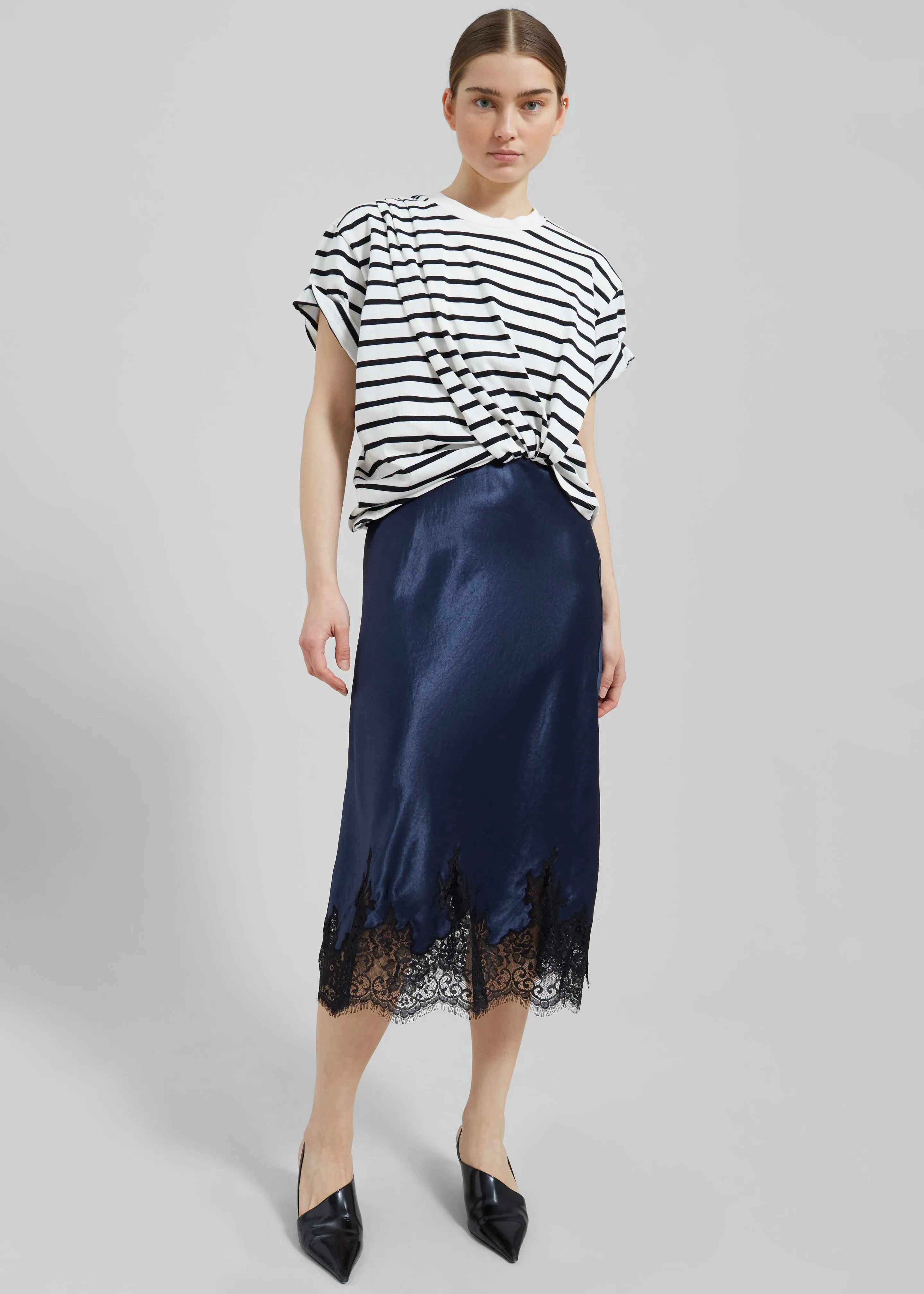 3.1 Phillip Lim Striped Draped T-Shirt Slip Combo Dress - White Multi Stripe sold by Frankie Shop