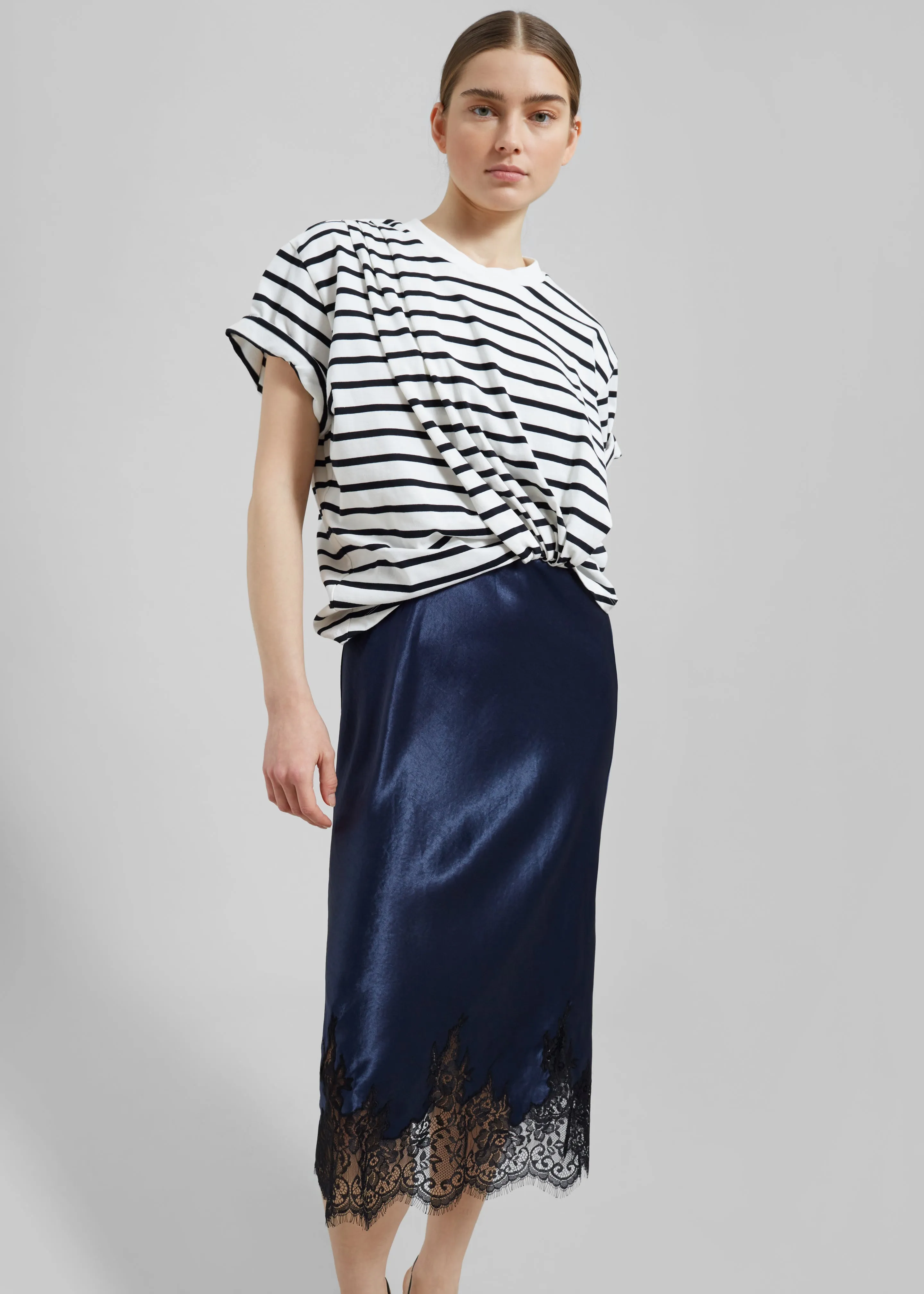 3.1 Phillip Lim Striped Draped T-Shirt Slip Combo Dress - White Multi Stripe sold by Frankie Shop product image thumbnail 2