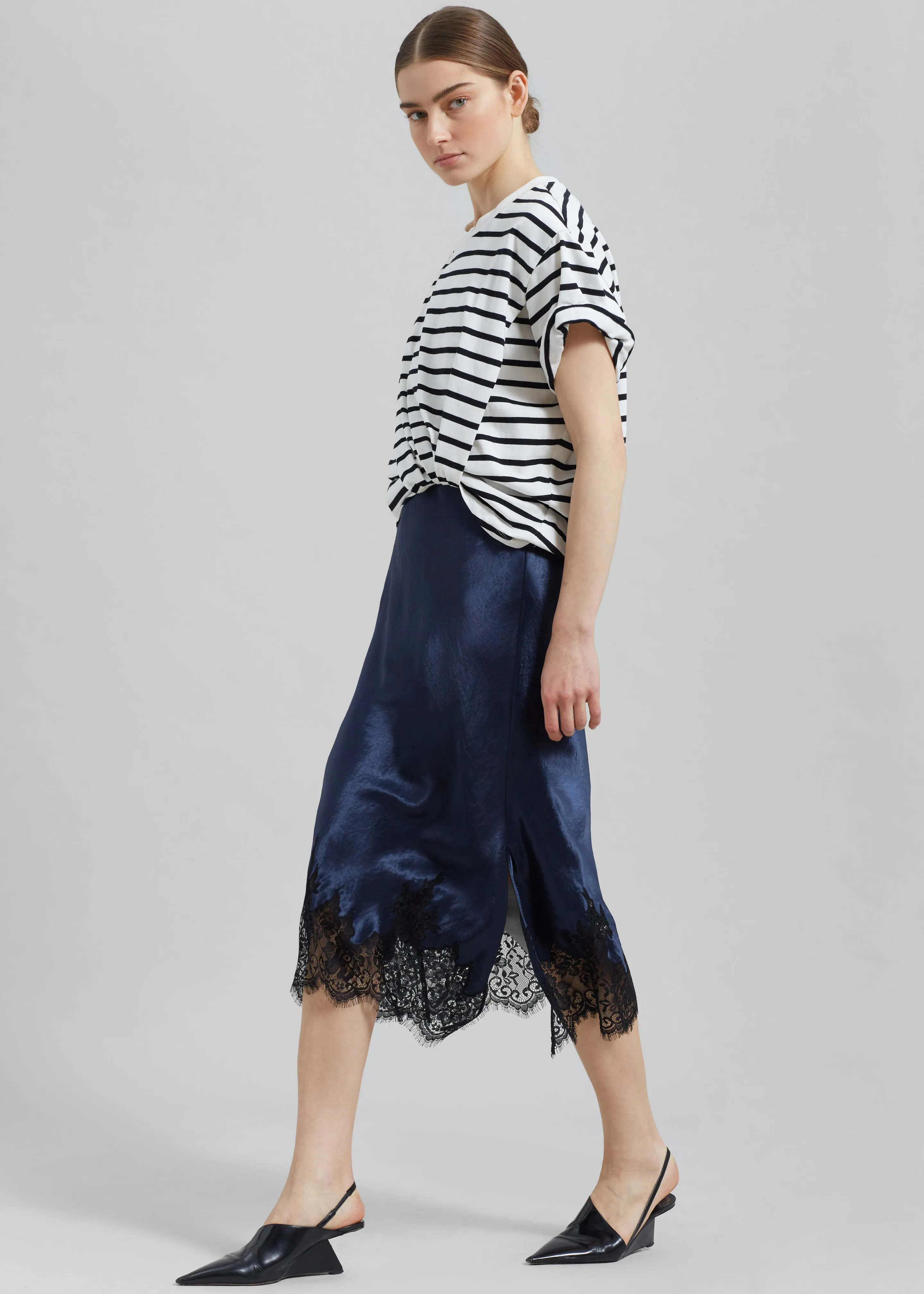 3.1 Phillip Lim Striped Draped T-Shirt Slip Combo Dress - White Multi Stripe sold by Frankie Shop product image thumbnail 4